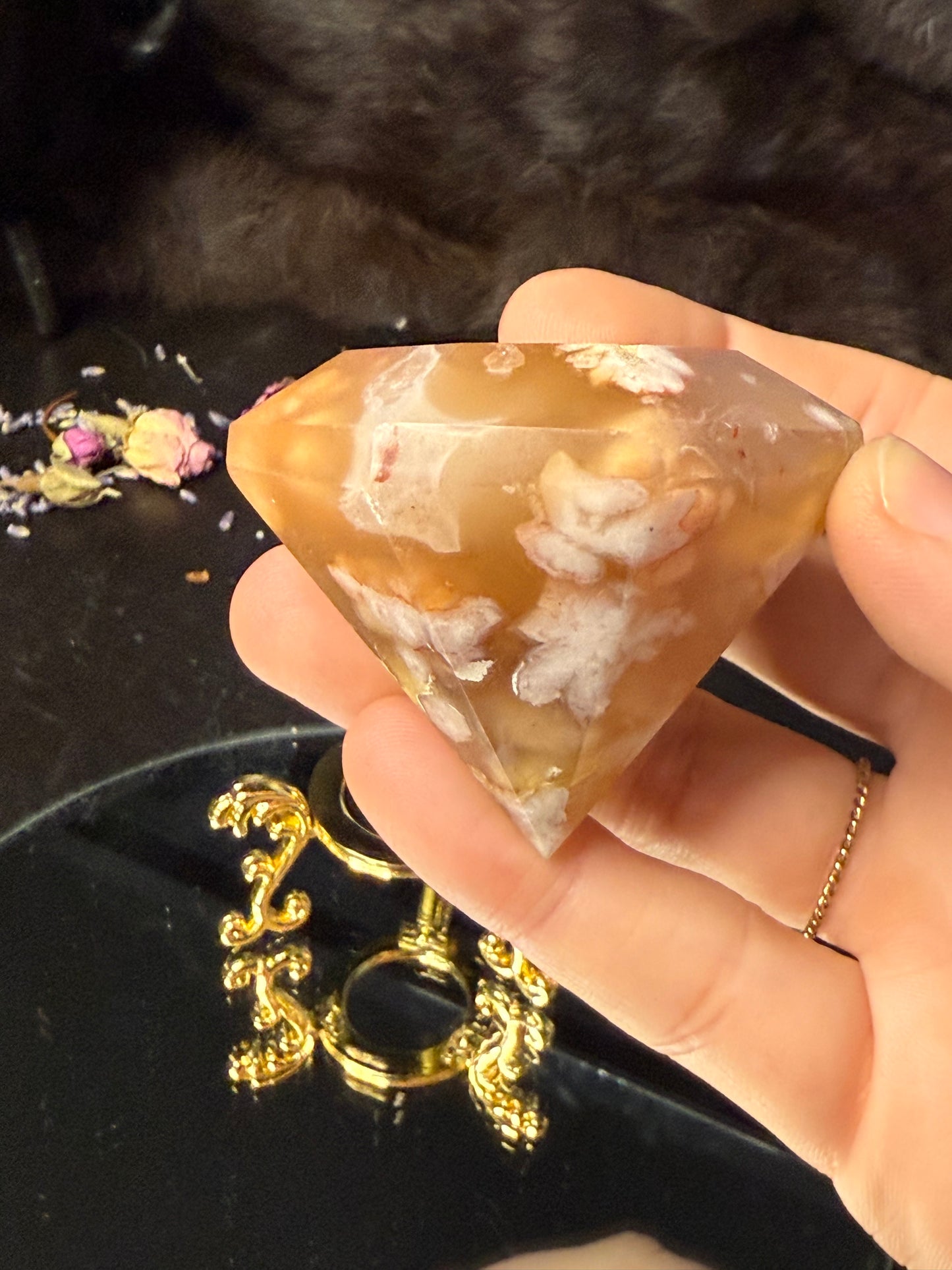 Carnelian & Flower Agate Diamond