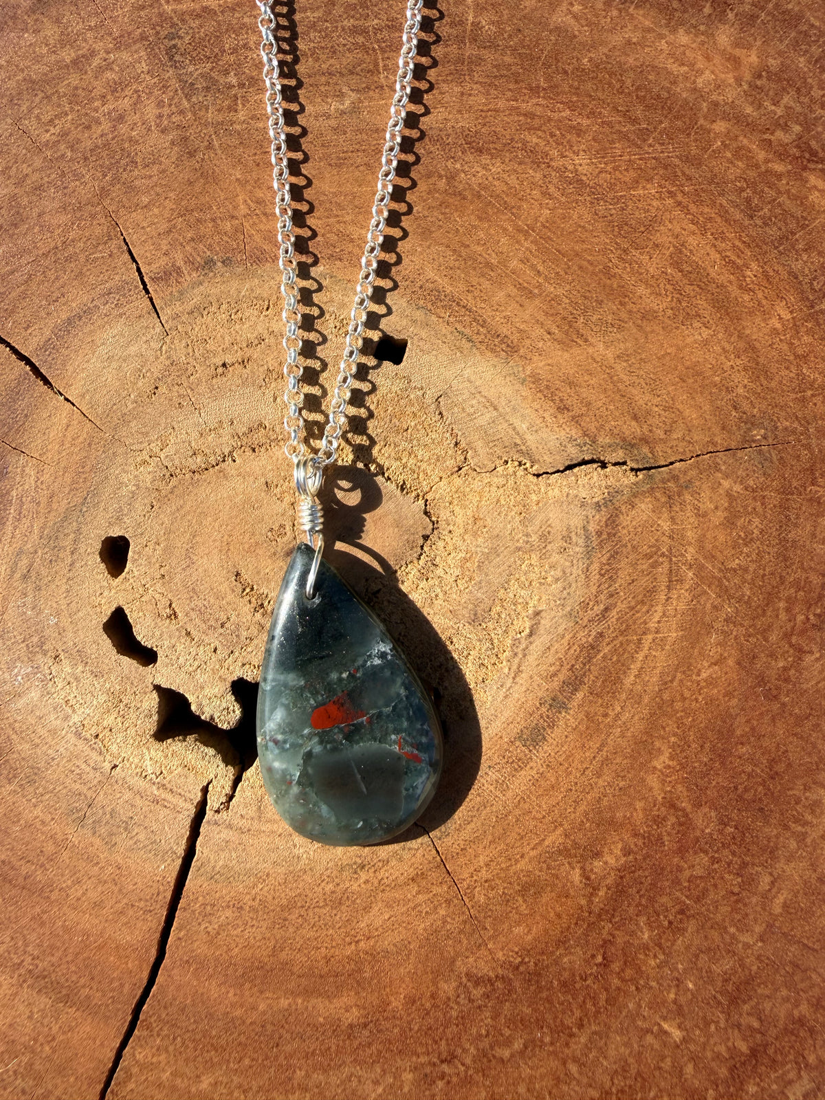 Bloodstone Pendant - Silver