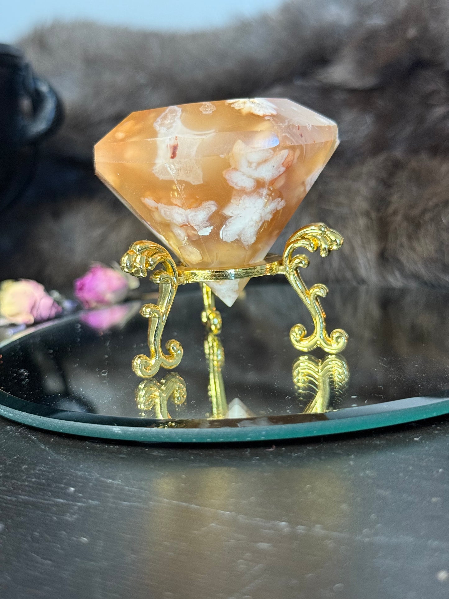 Carnelian & Flower Agate Diamond