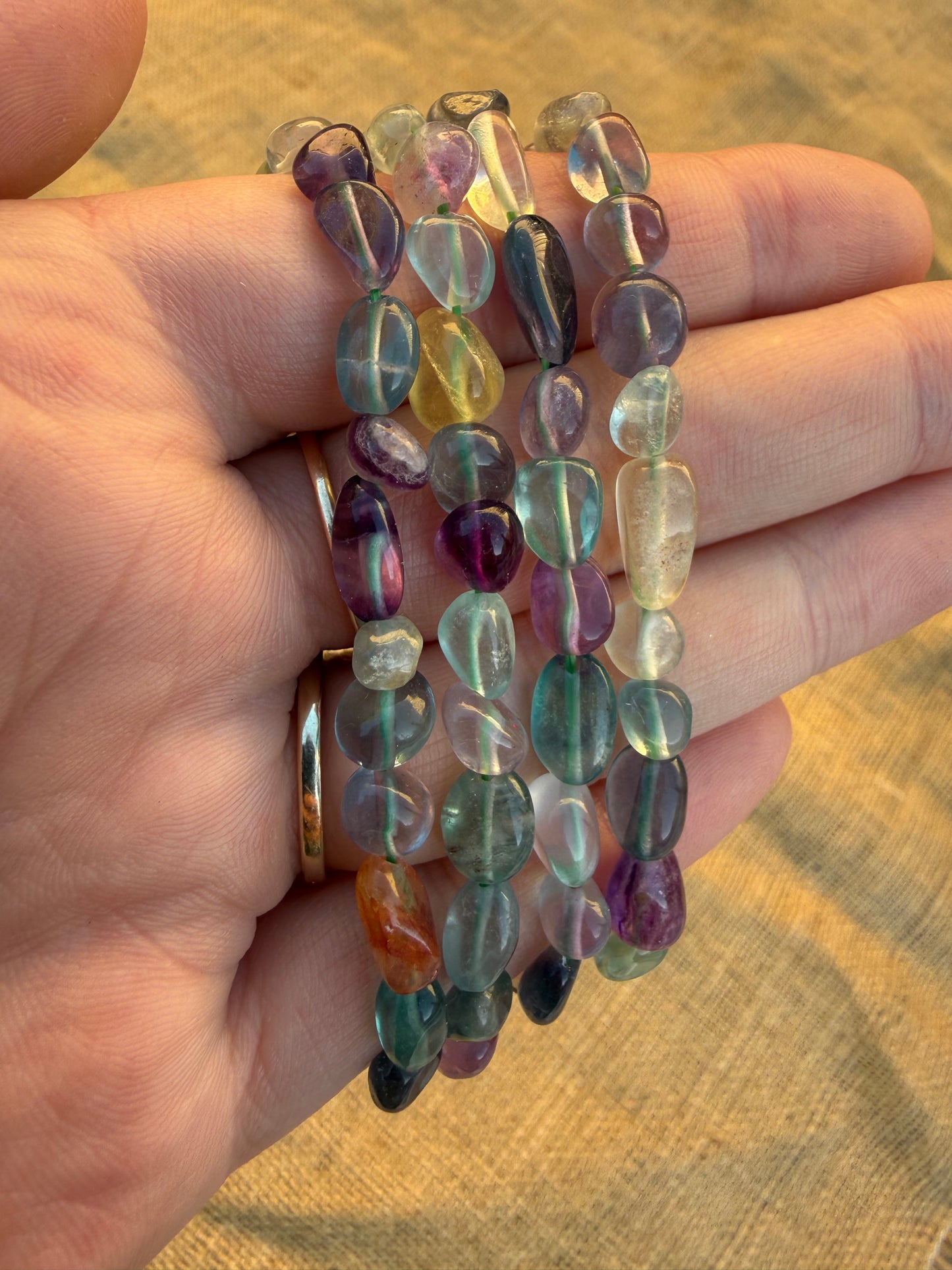 Rainbow Fluorite Nugget Bracelet