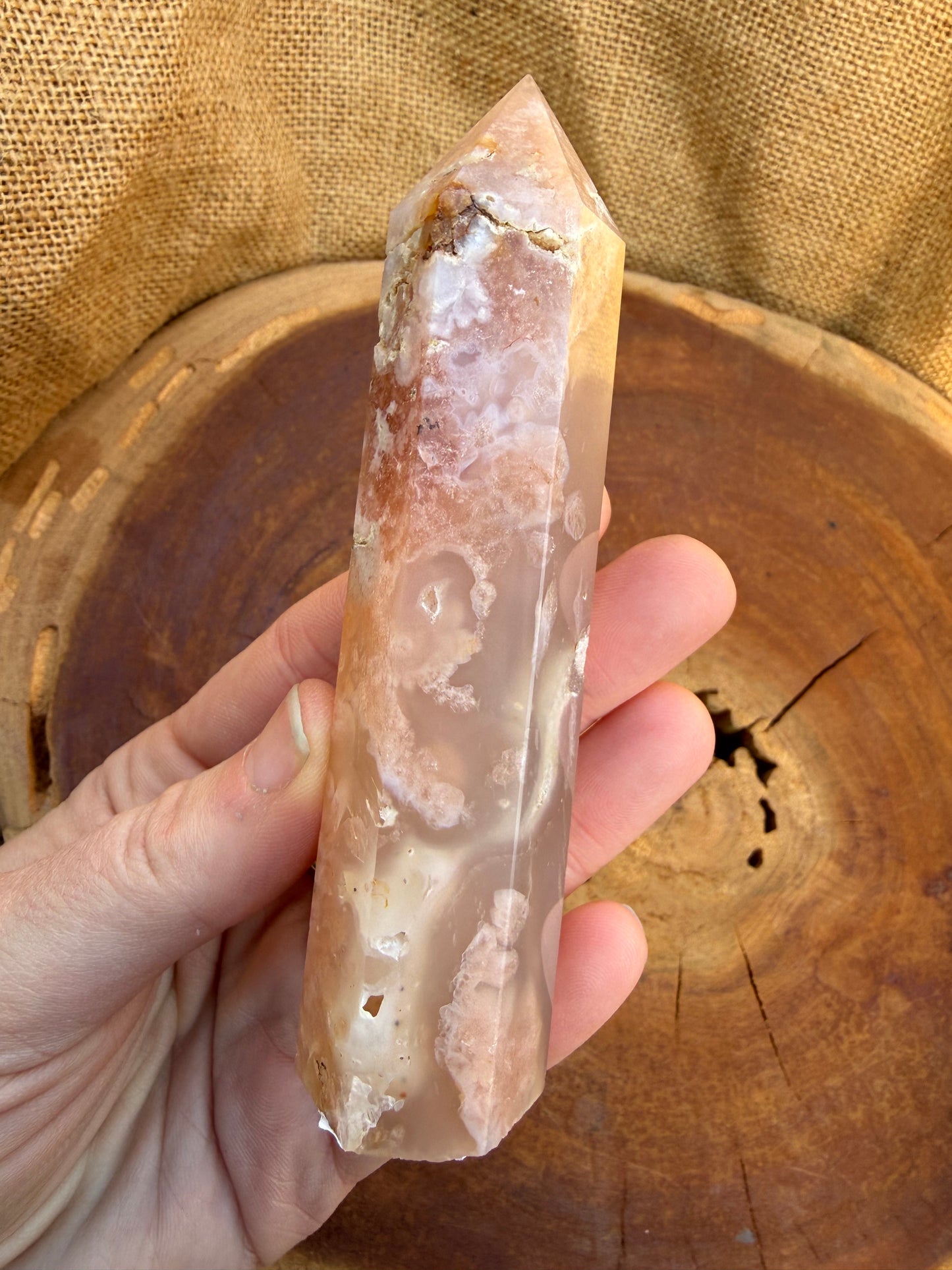 Pink Amethyst & Flower Agate Tower