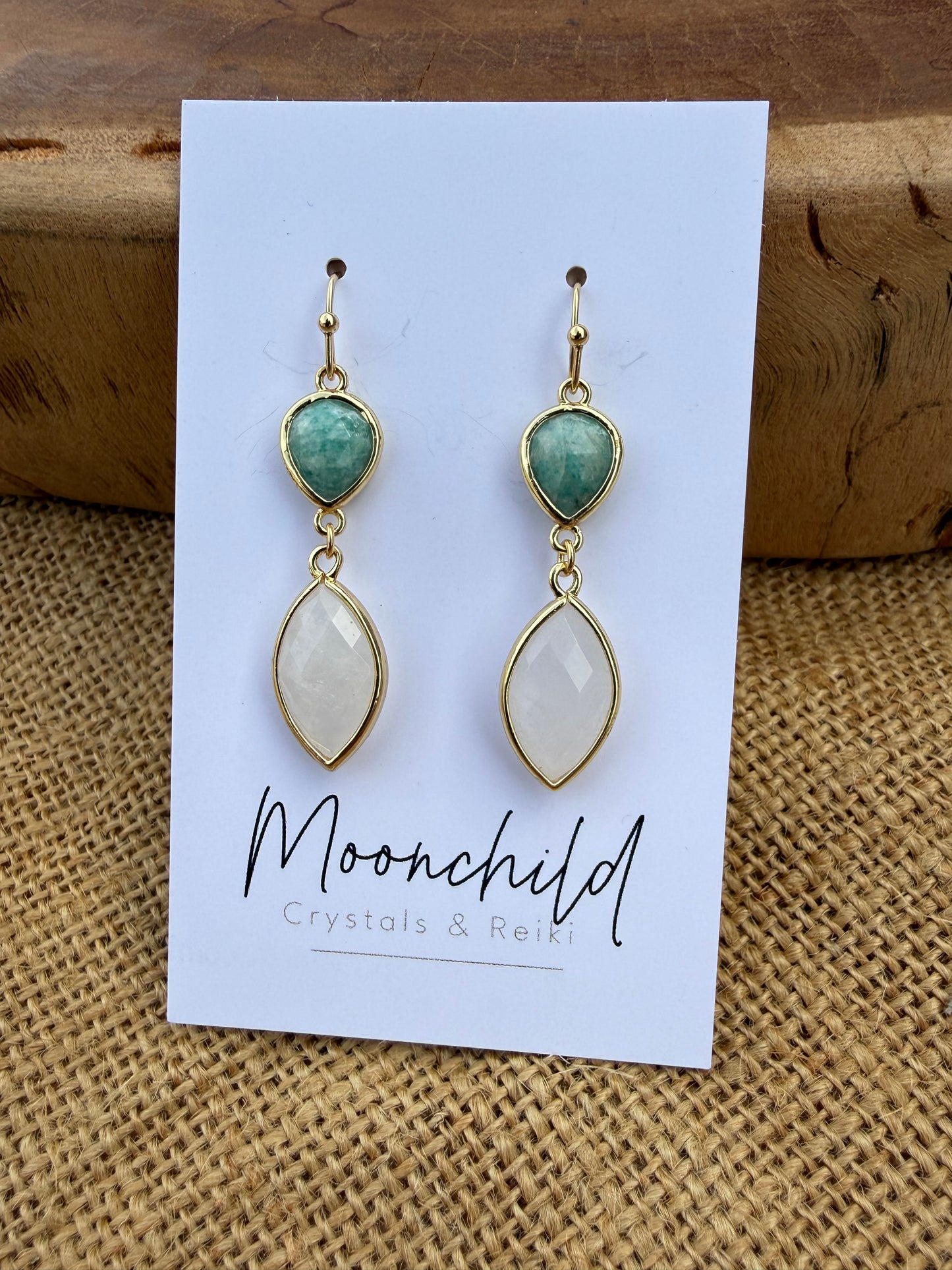 Amazonite & Clear Quartz - Gold