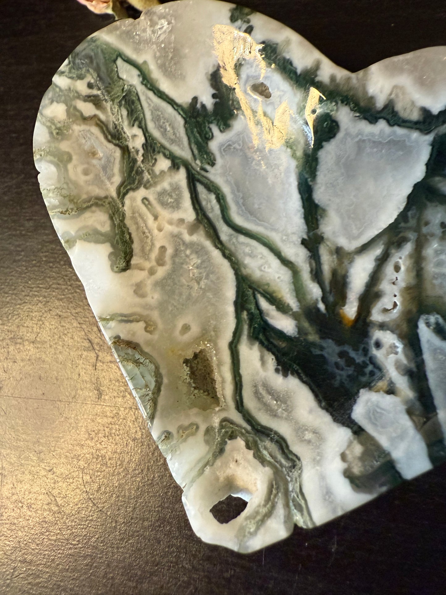 Moss Agate Heart Bowl