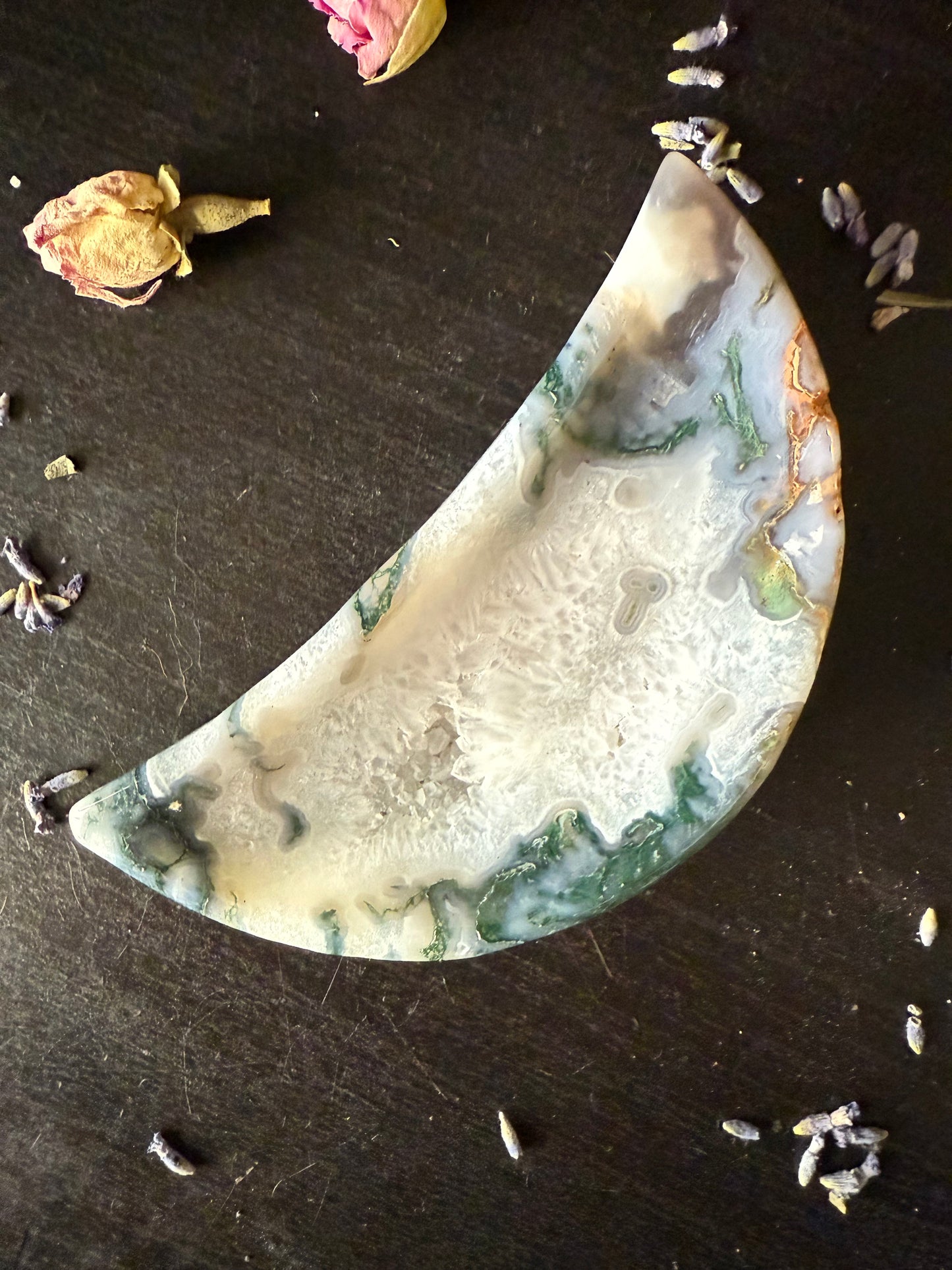 Moss Agate Moon Bowl