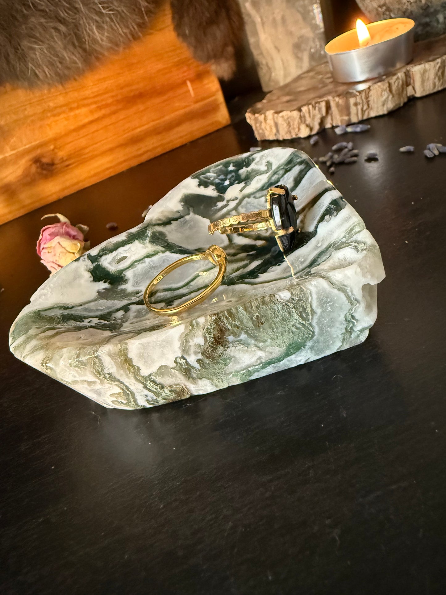 Moss Agate Heart Bowl