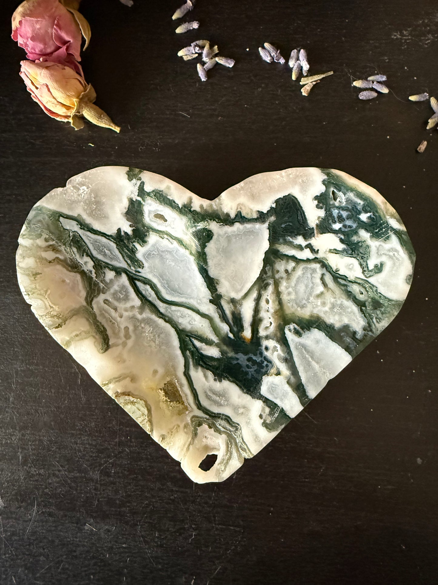 Moss Agate Heart Bowl
