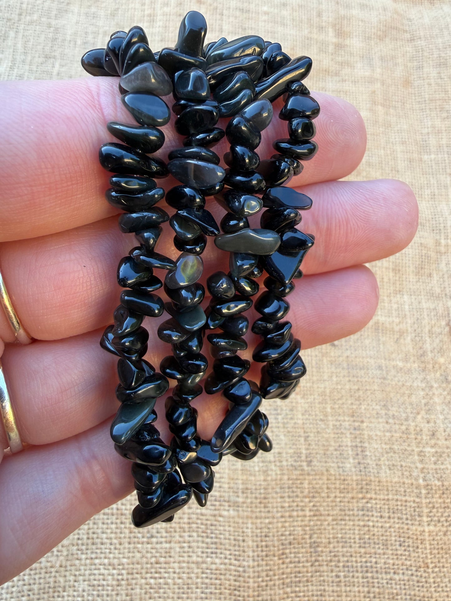 Obsidian Chip Bracelet