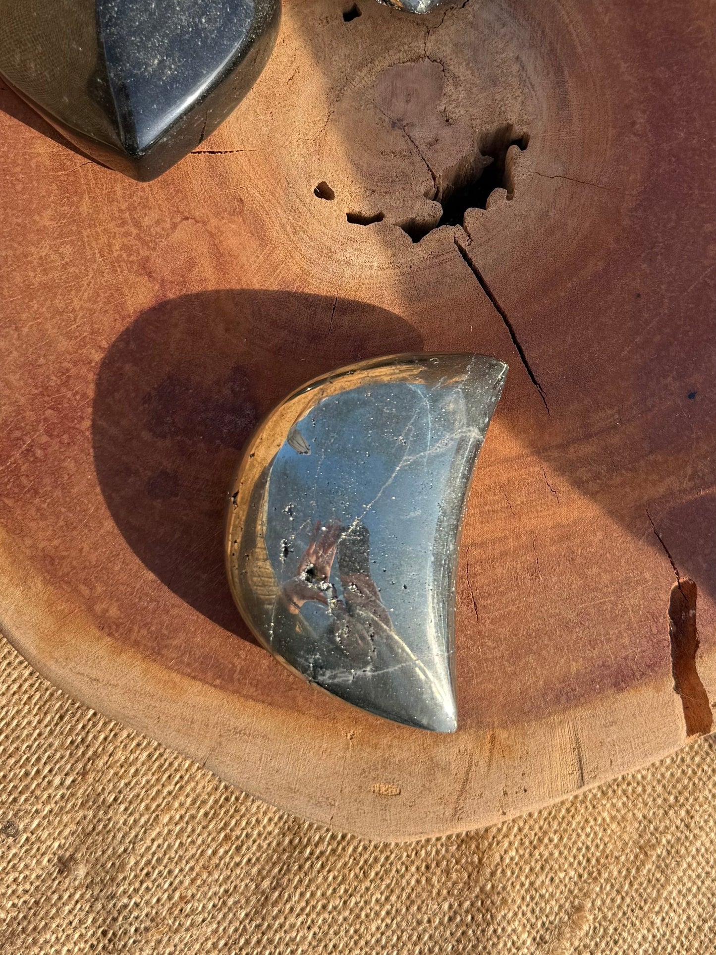 Pyrite Crescent Moon with Druzy