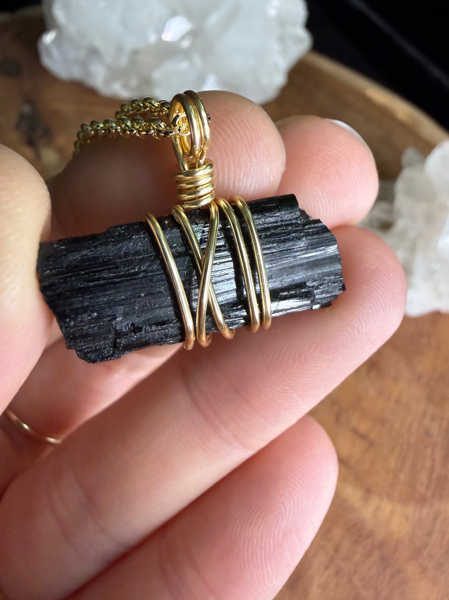 Black Tourmaline Rod - Gold