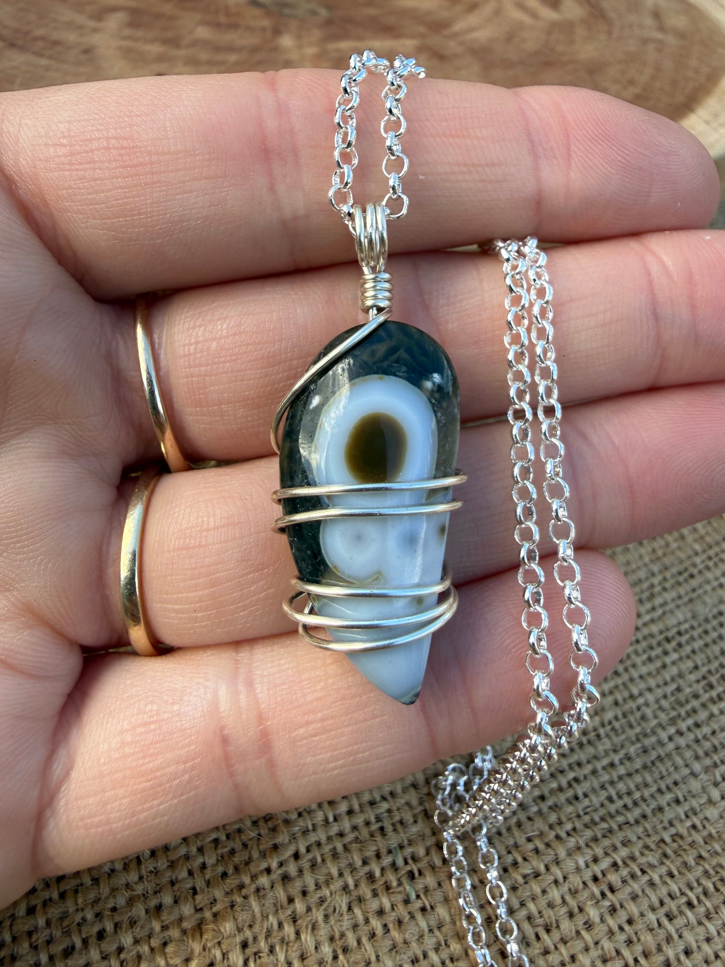 Orbicular Ocean Jasper - Silver
