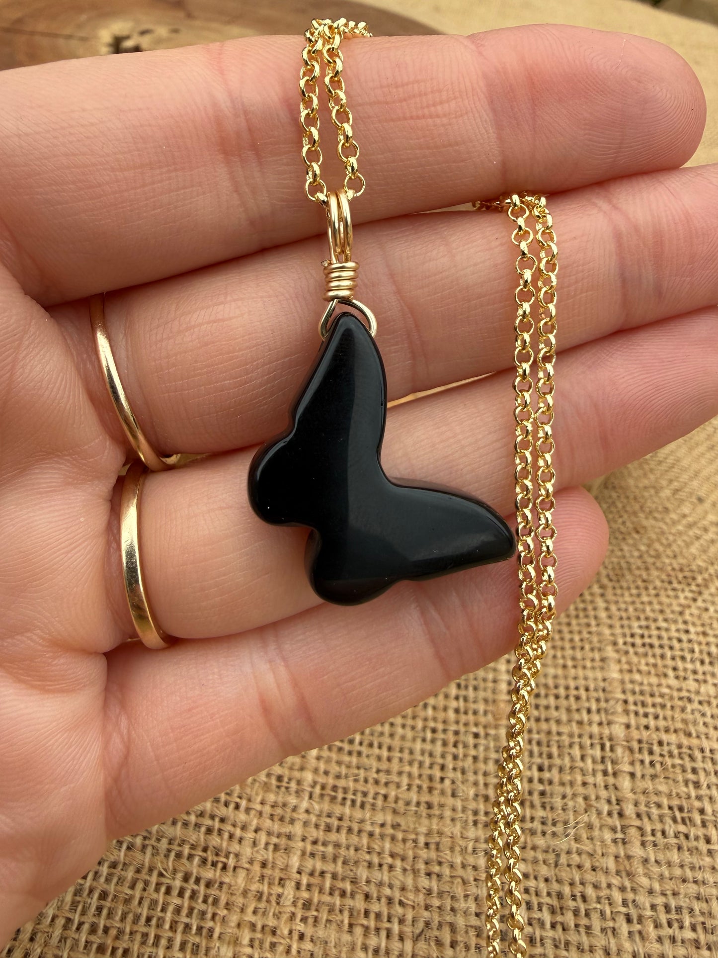 Obsidian Butterfly - Gold