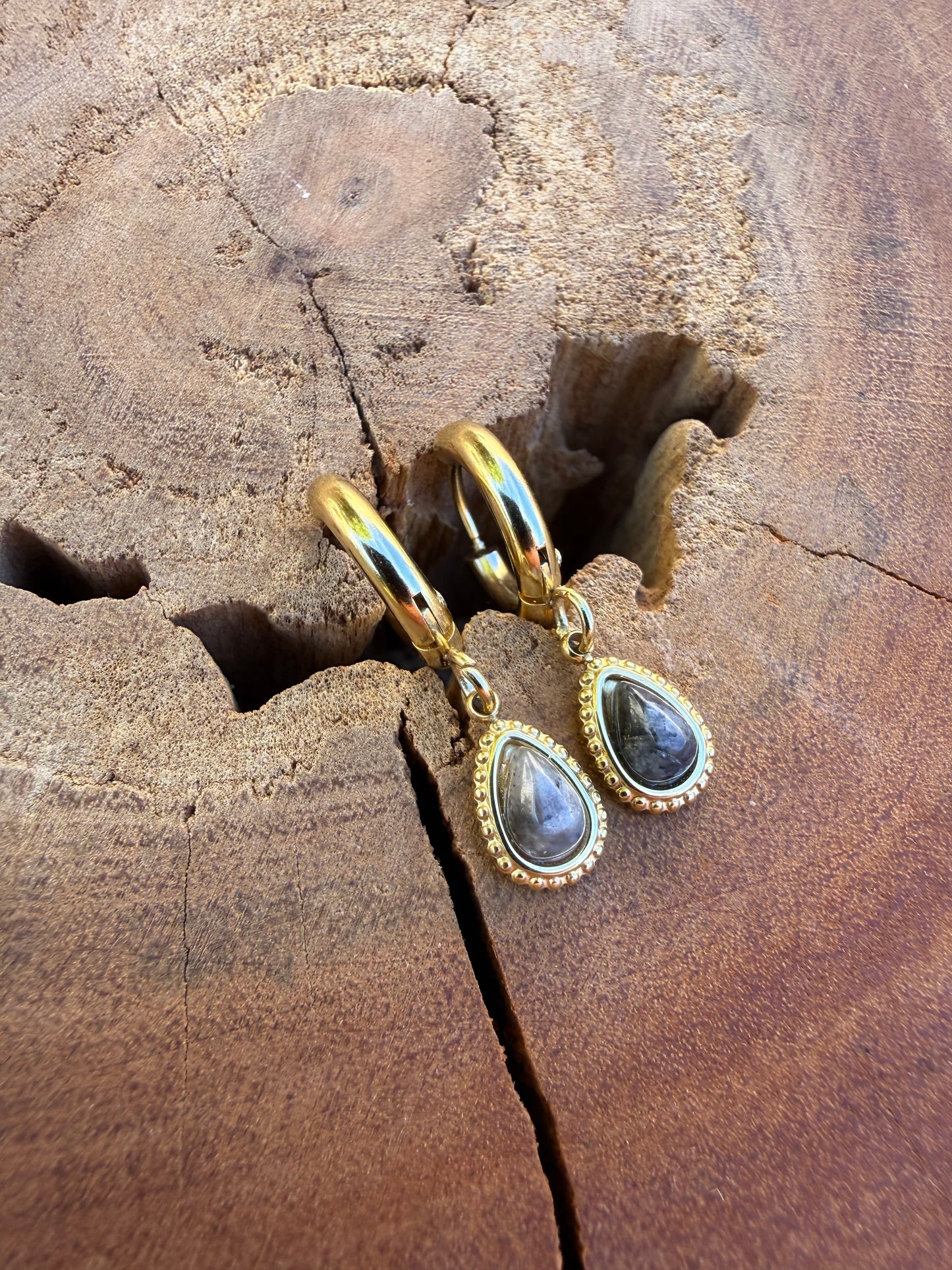 Larvikite Huggies - Gold