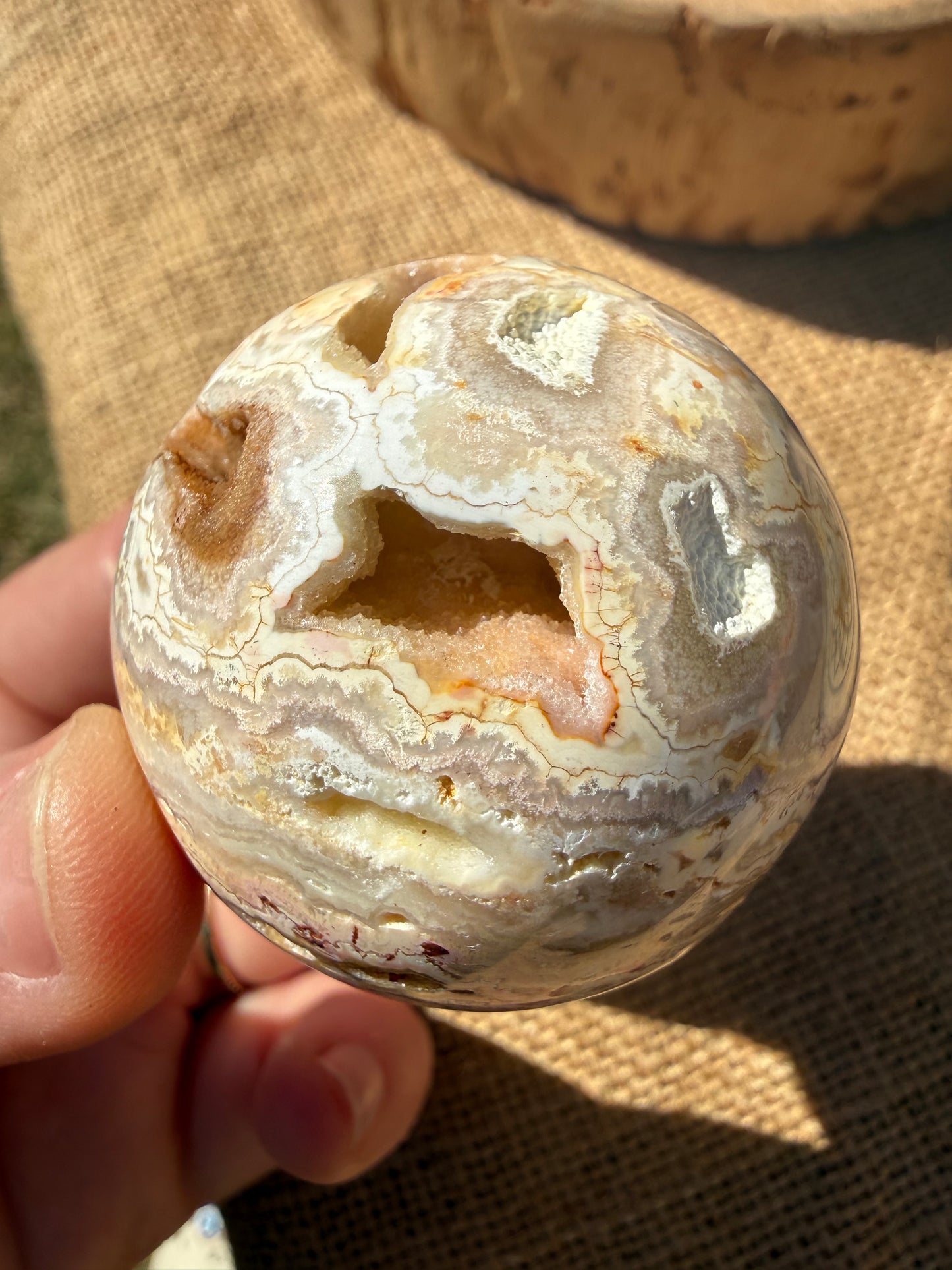 Yellow Crazy Lace Agate Sphere