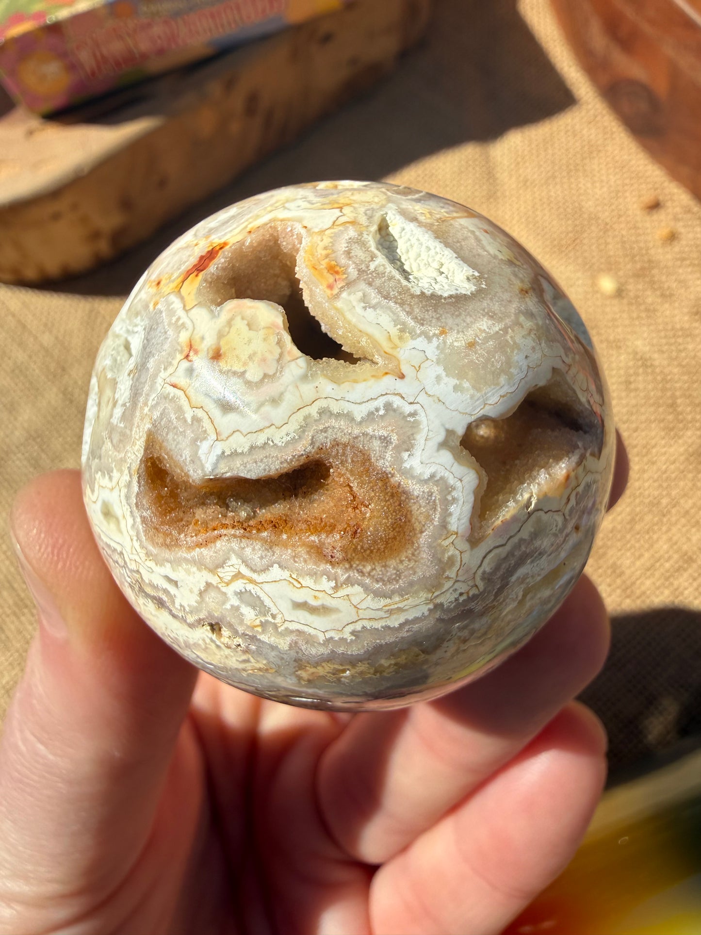 Yellow Crazy Lace Agate Sphere