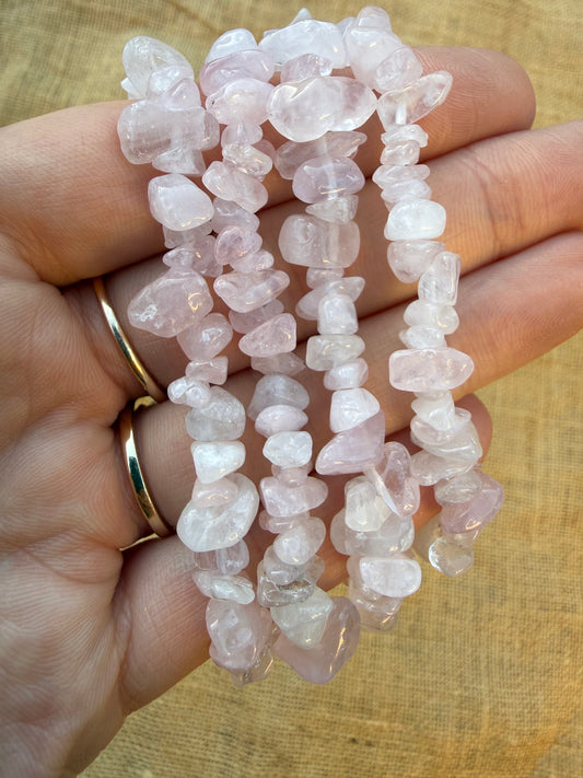 Rose Quartz Chip Bracelet