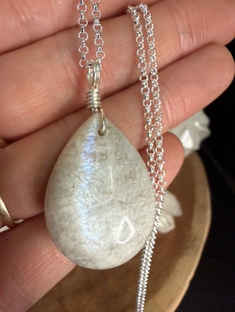Moonstone Drop - Silver