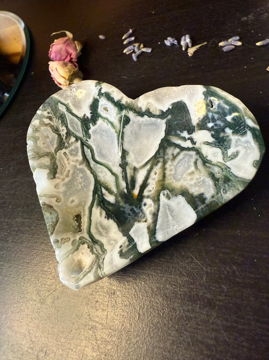 Moss Agate Heart Bowl