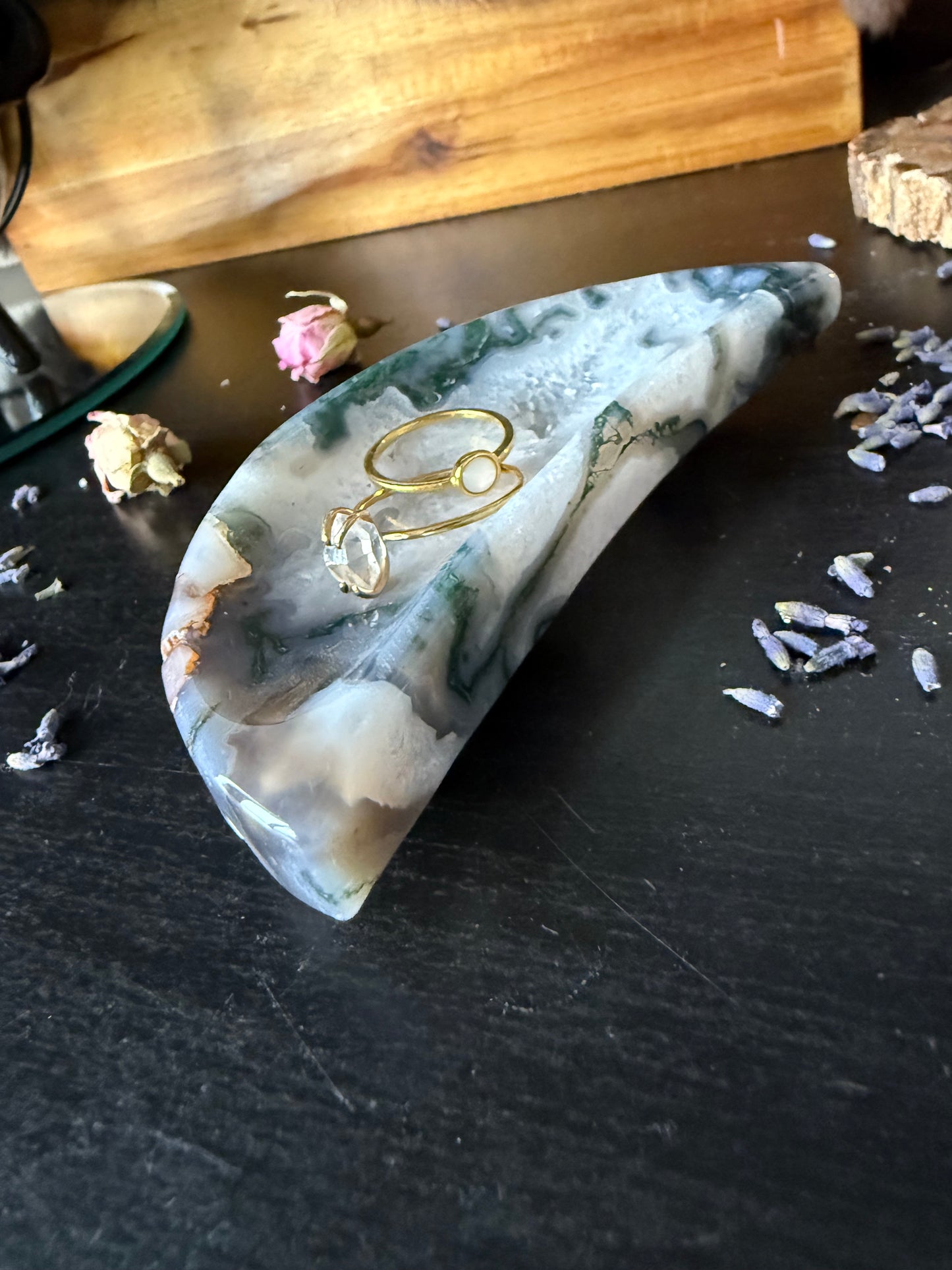 Moss Agate Moon Bowl