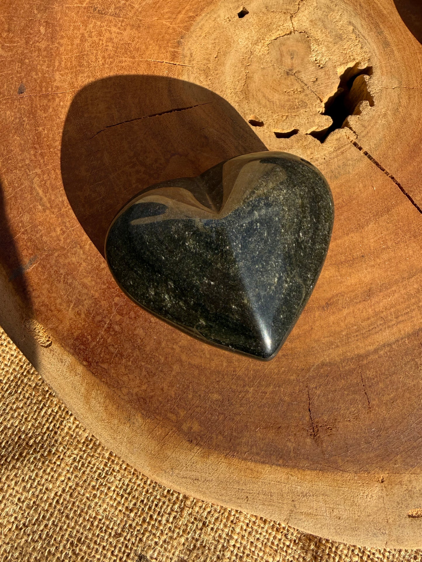 Gold Sheen Obsidian Heart