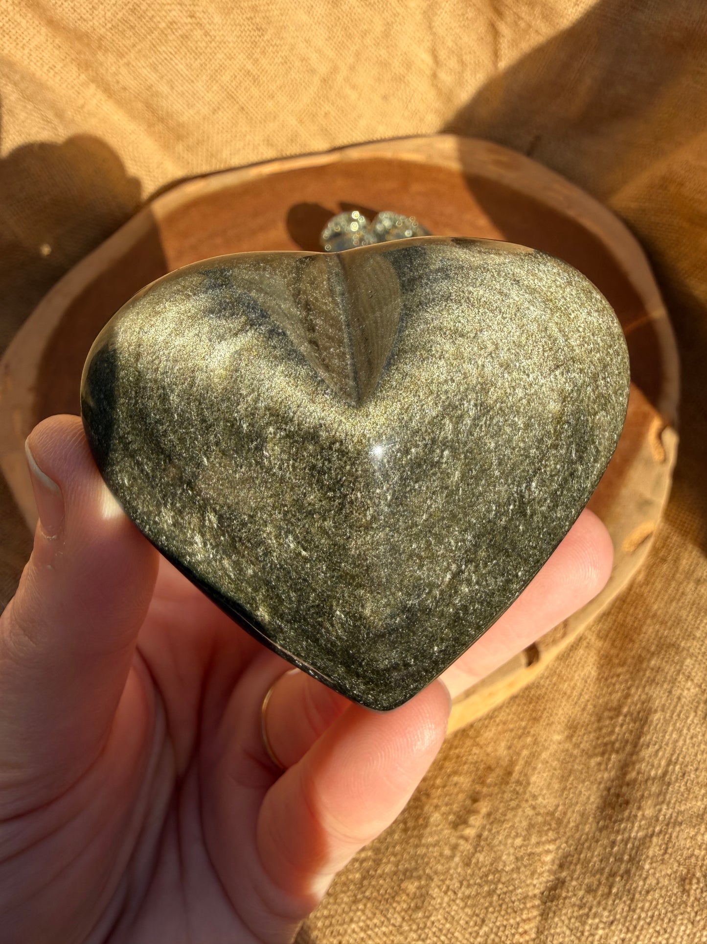 Gold Sheen Obsidian Heart