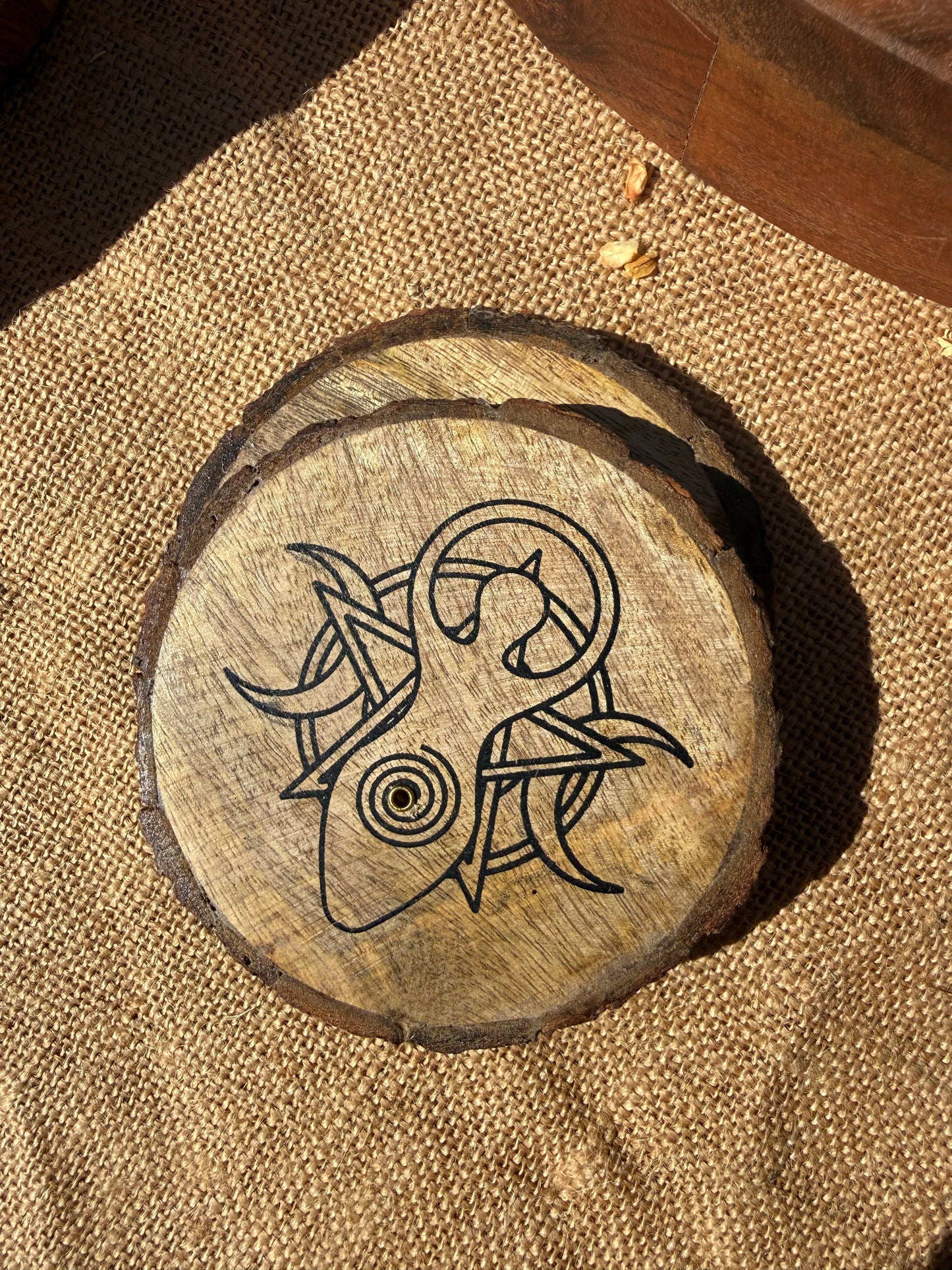 Wooden Incense Holder | Goddess Triple Moon 10cm