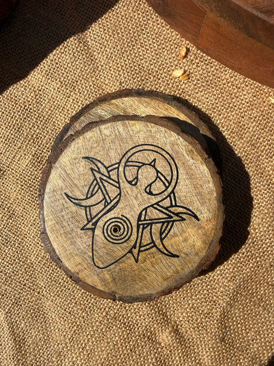 Wooden Incense Holder | Goddess Triple Moon 10cm