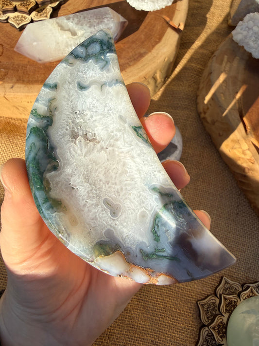 Moss Agate Moon Bowl