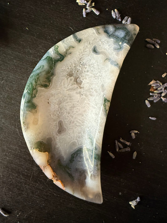 Moss Agate Moon Bowl