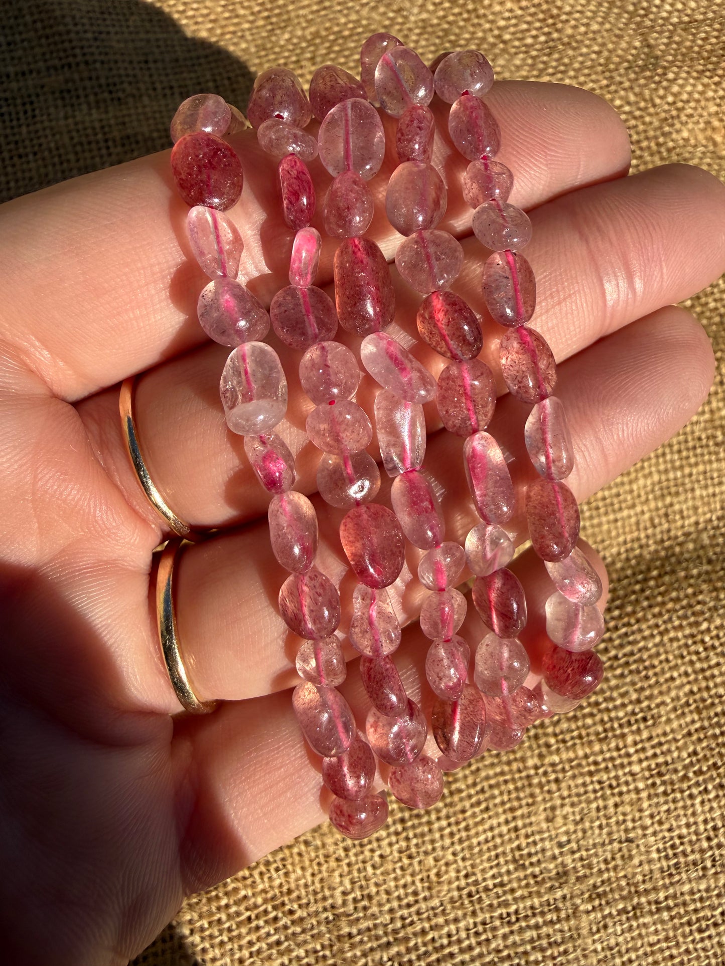 Strawberry Quartz Nugget Bracelet
