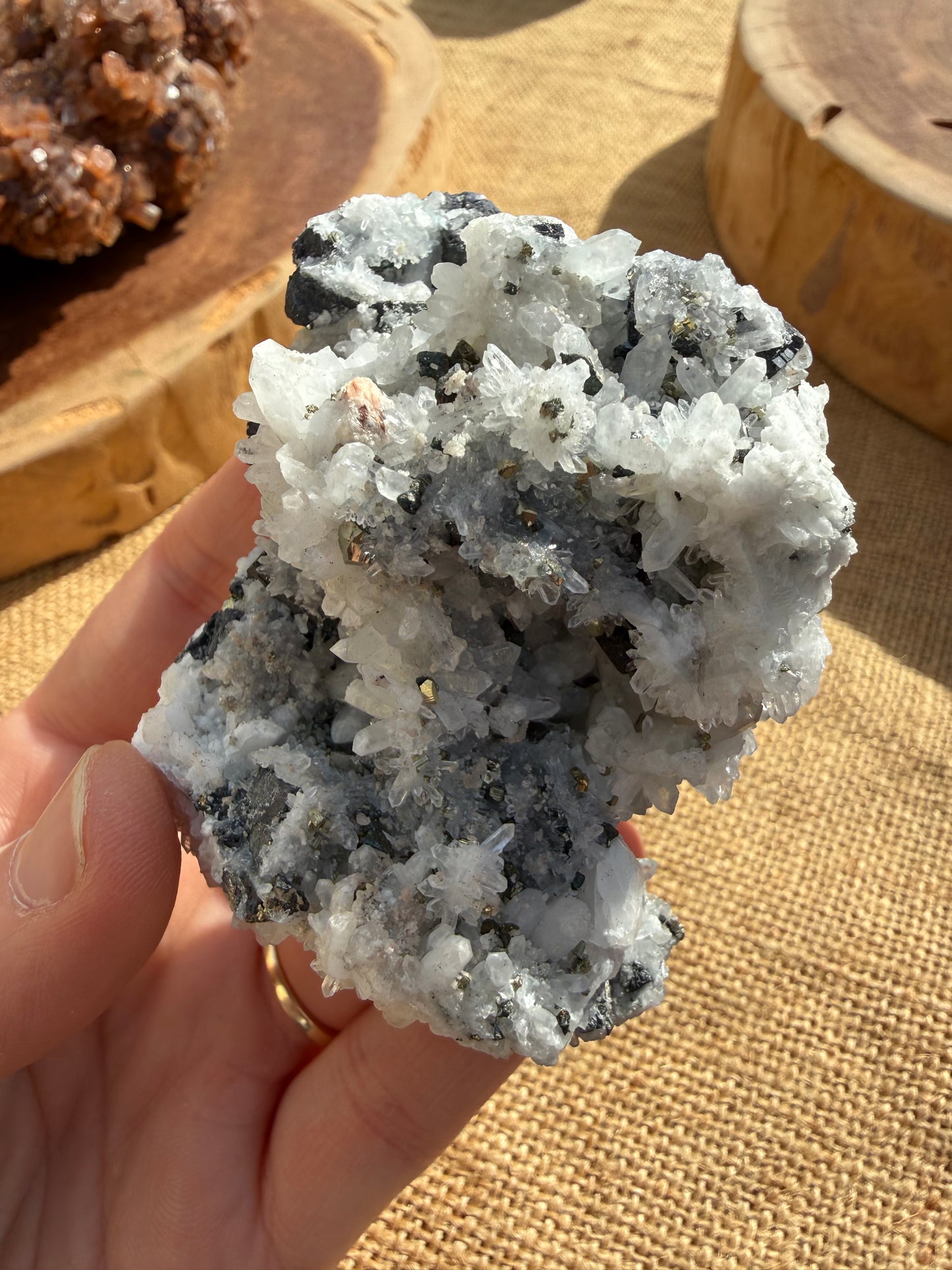 Chalcopyrite & Galena on Quartz