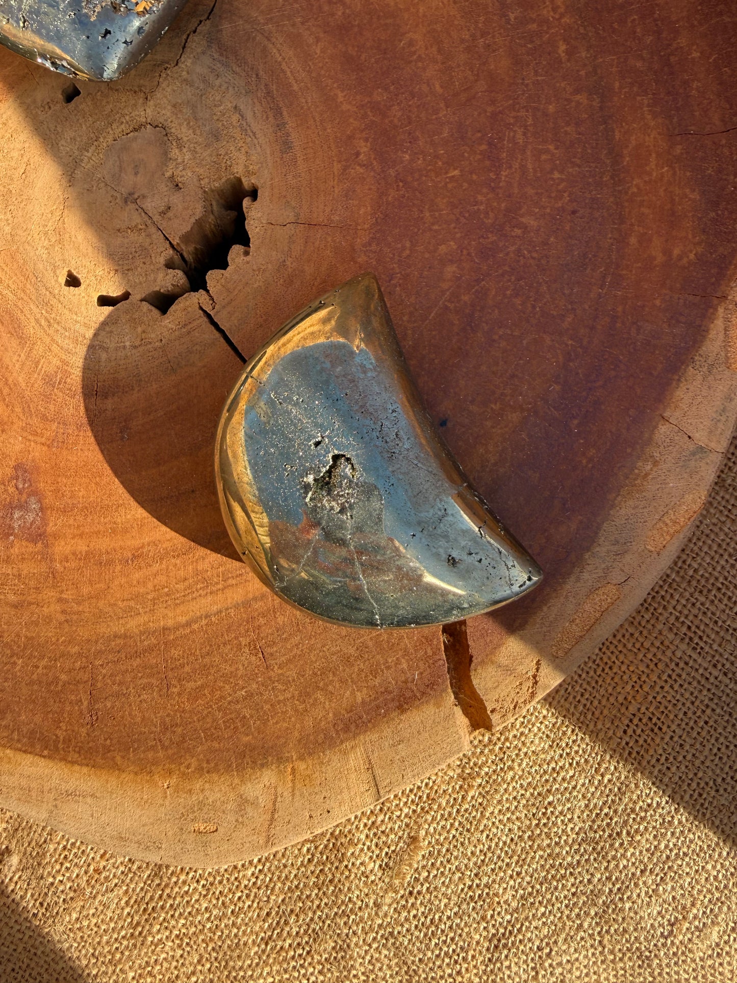 Pyrite Crescent Moon with Druzy