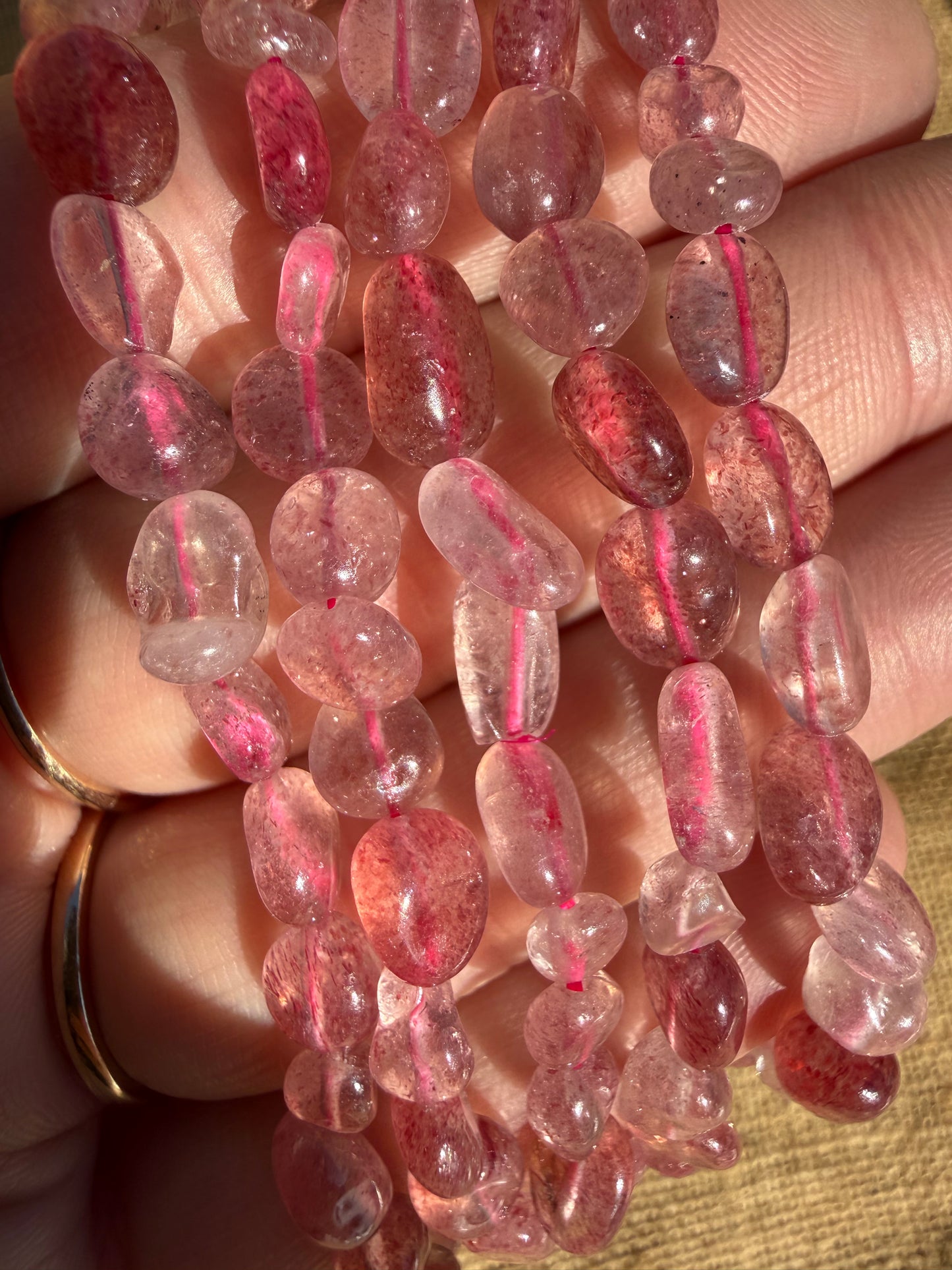 Strawberry Quartz Nugget Bracelet