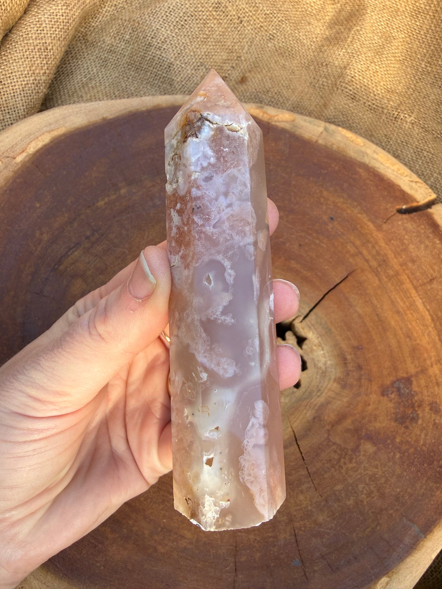 Pink Amethyst & Flower Agate Tower