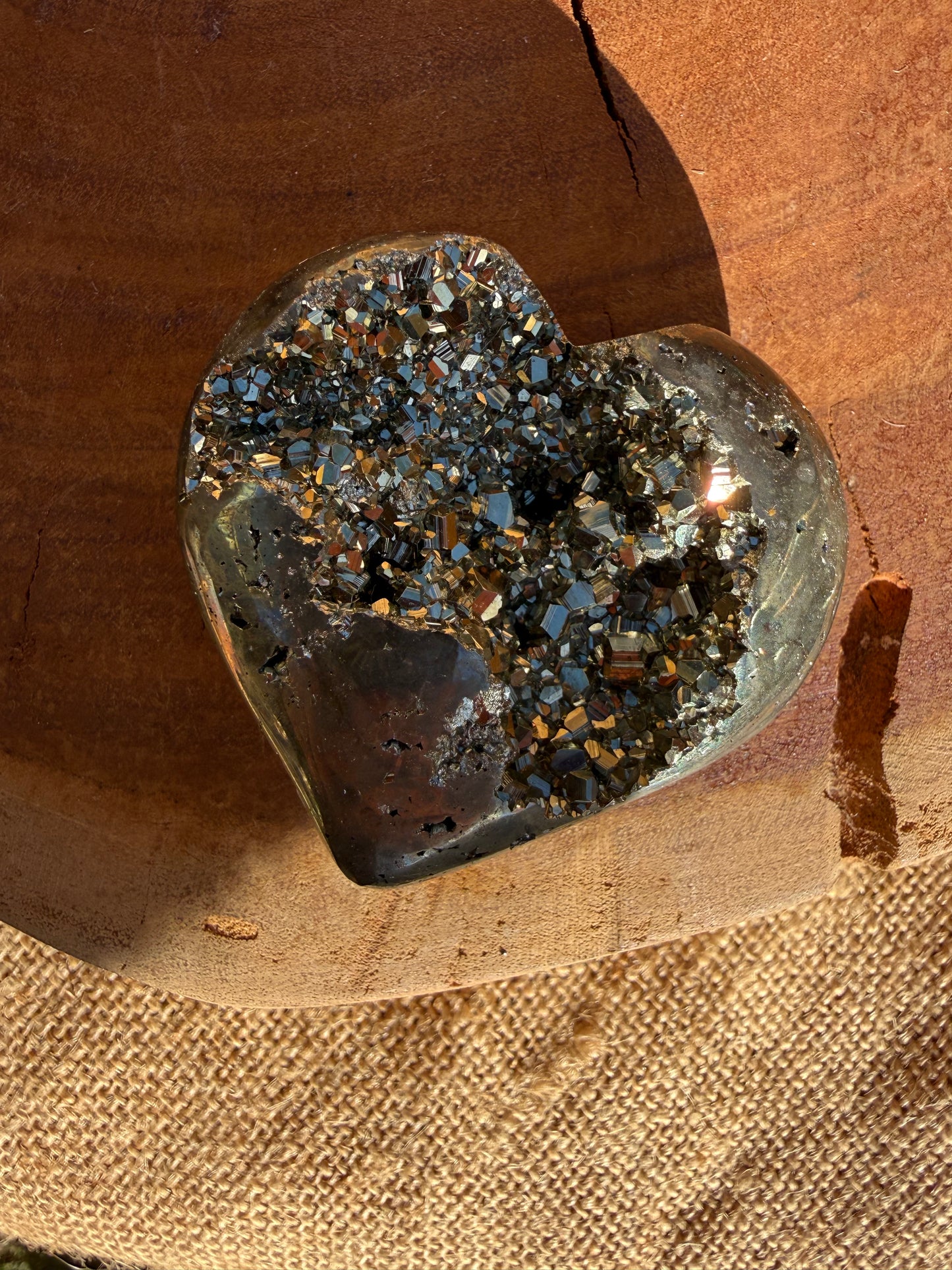 Pyrite Druzy Heart