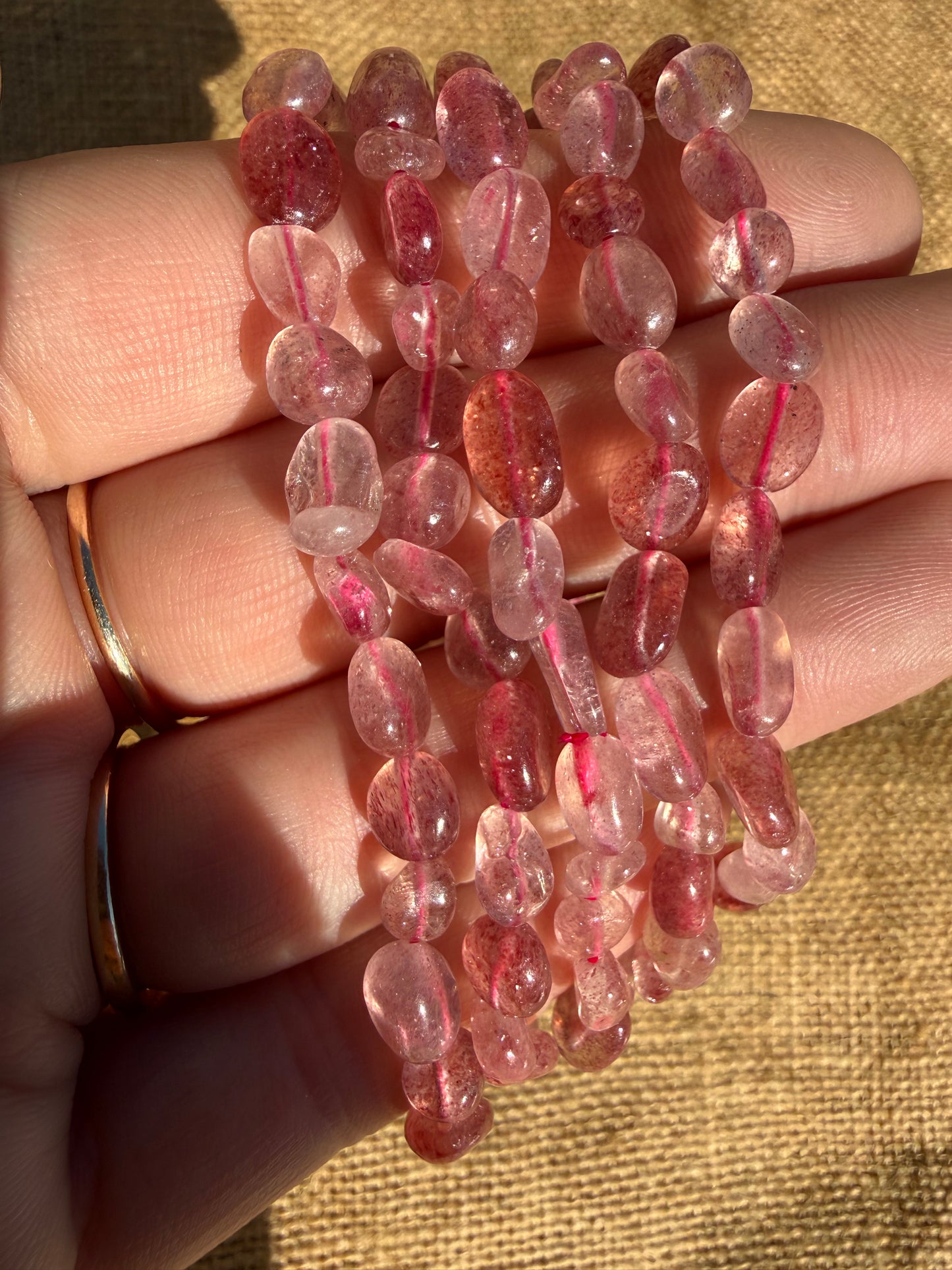 Strawberry Quartz Nugget Bracelet