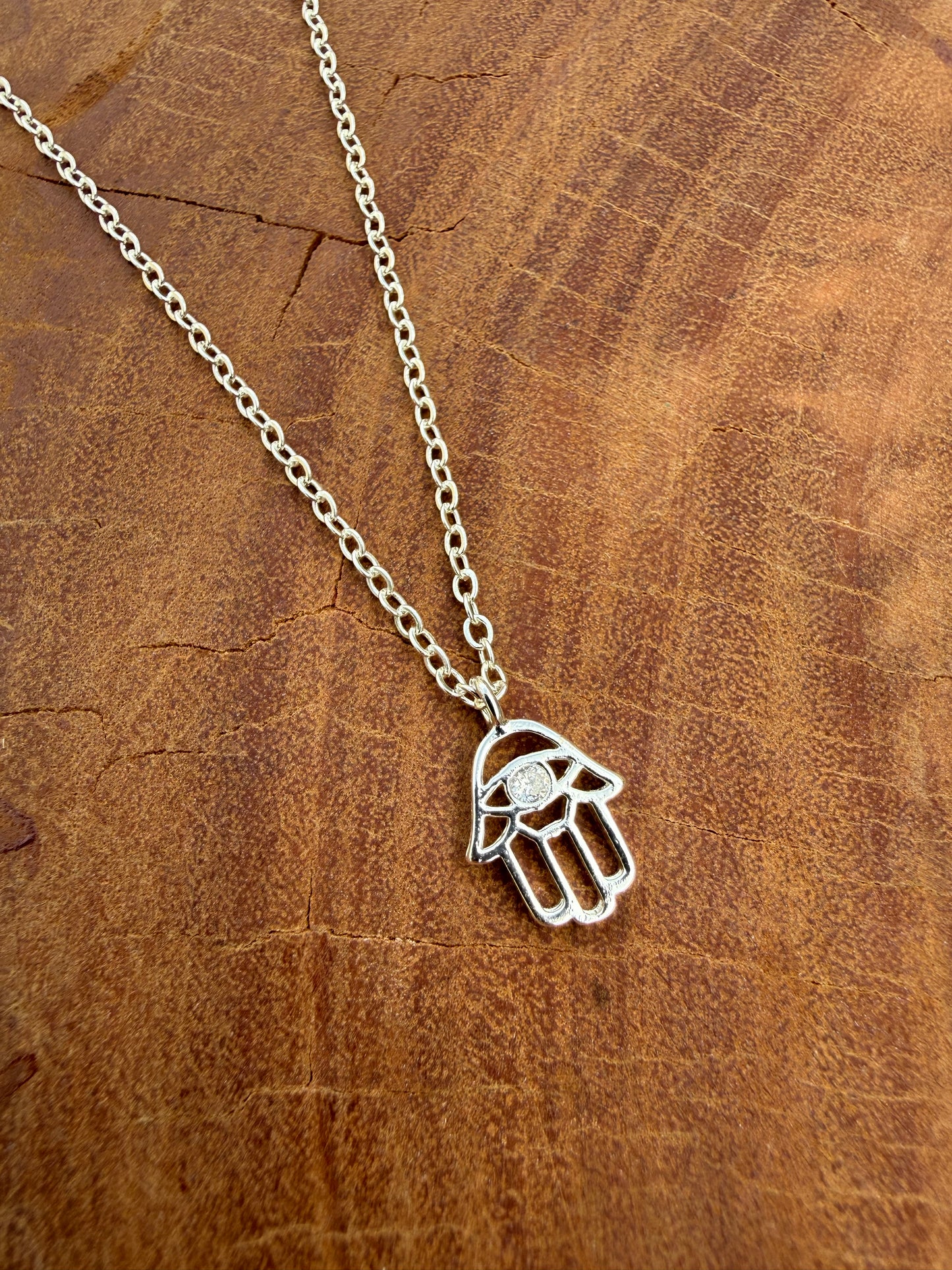 Hamsa Hand Necklace - Silver