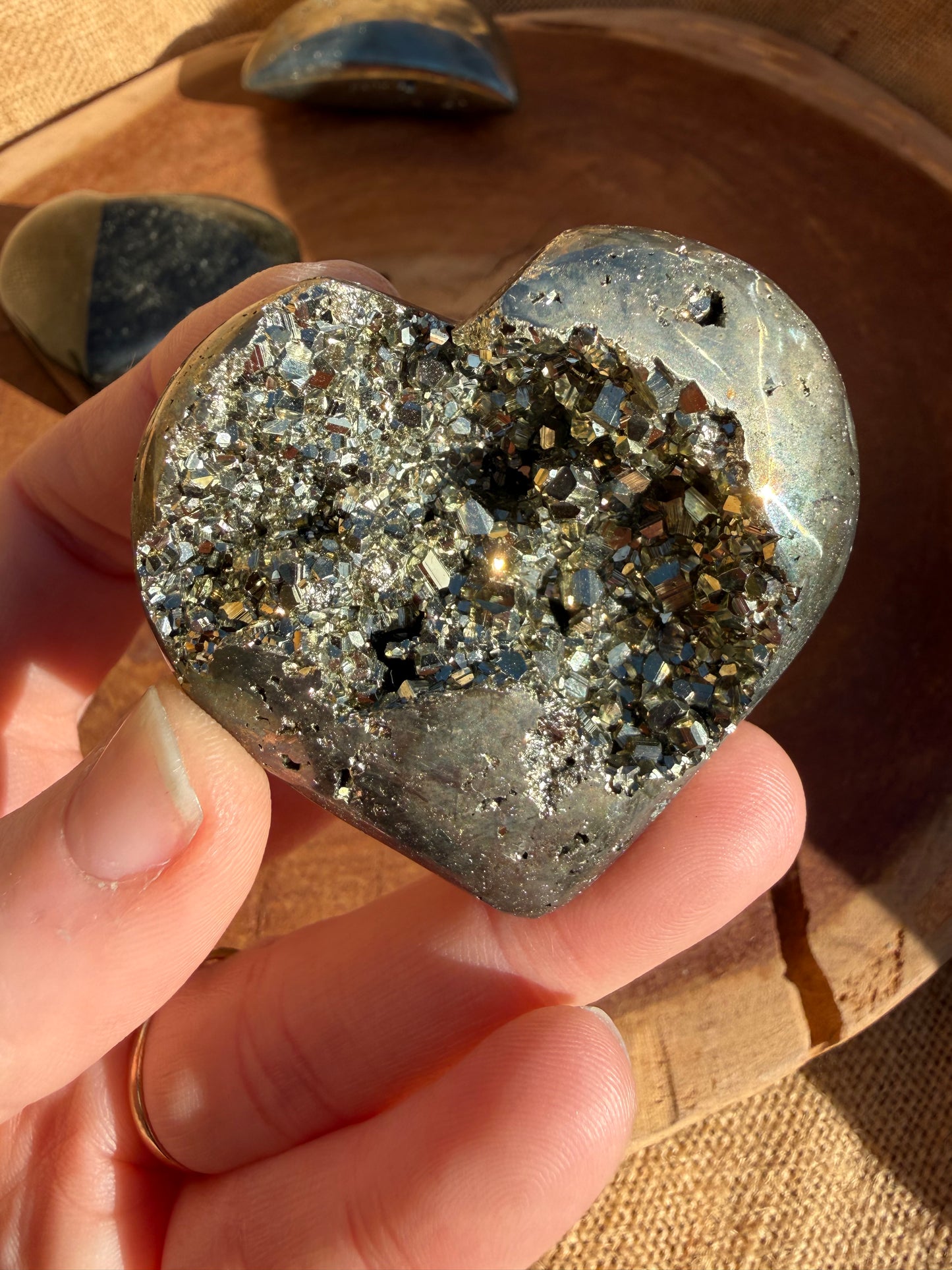 Pyrite Druzy Heart