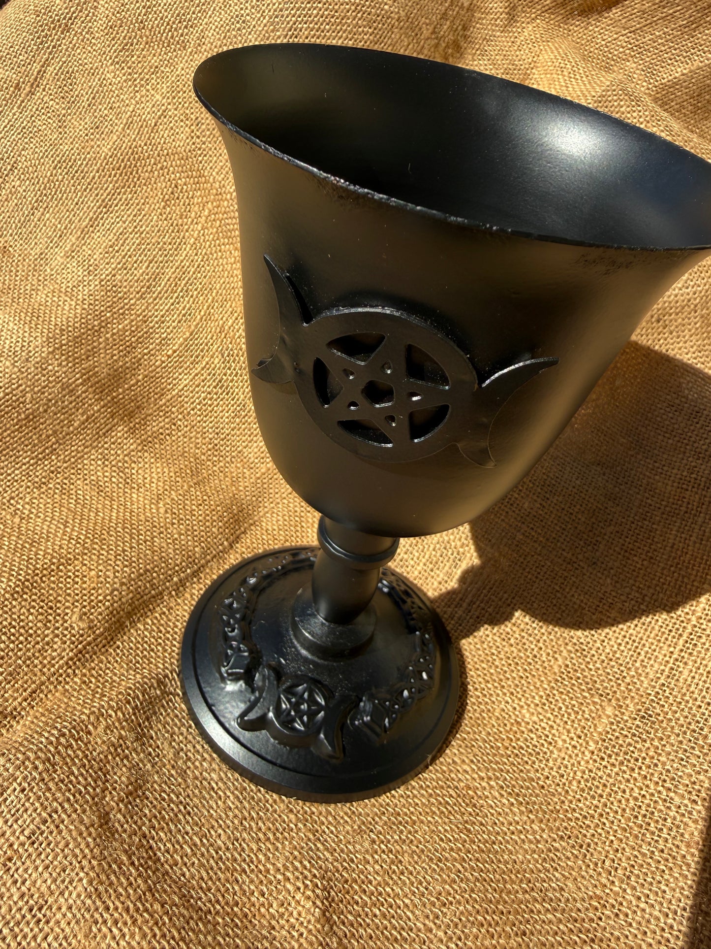 Triple Moon Black Metal Goblet