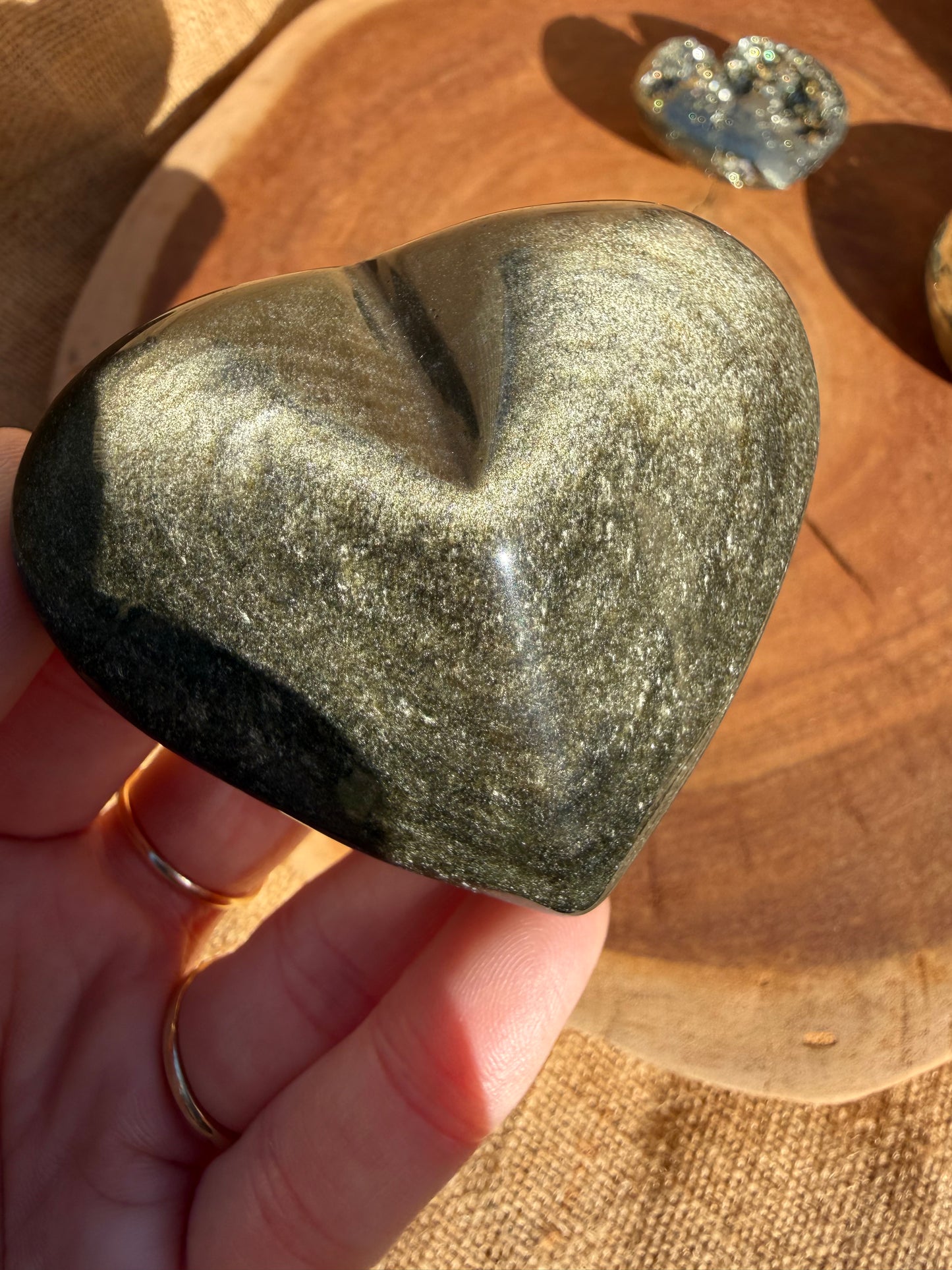 Gold Sheen Obsidian Heart