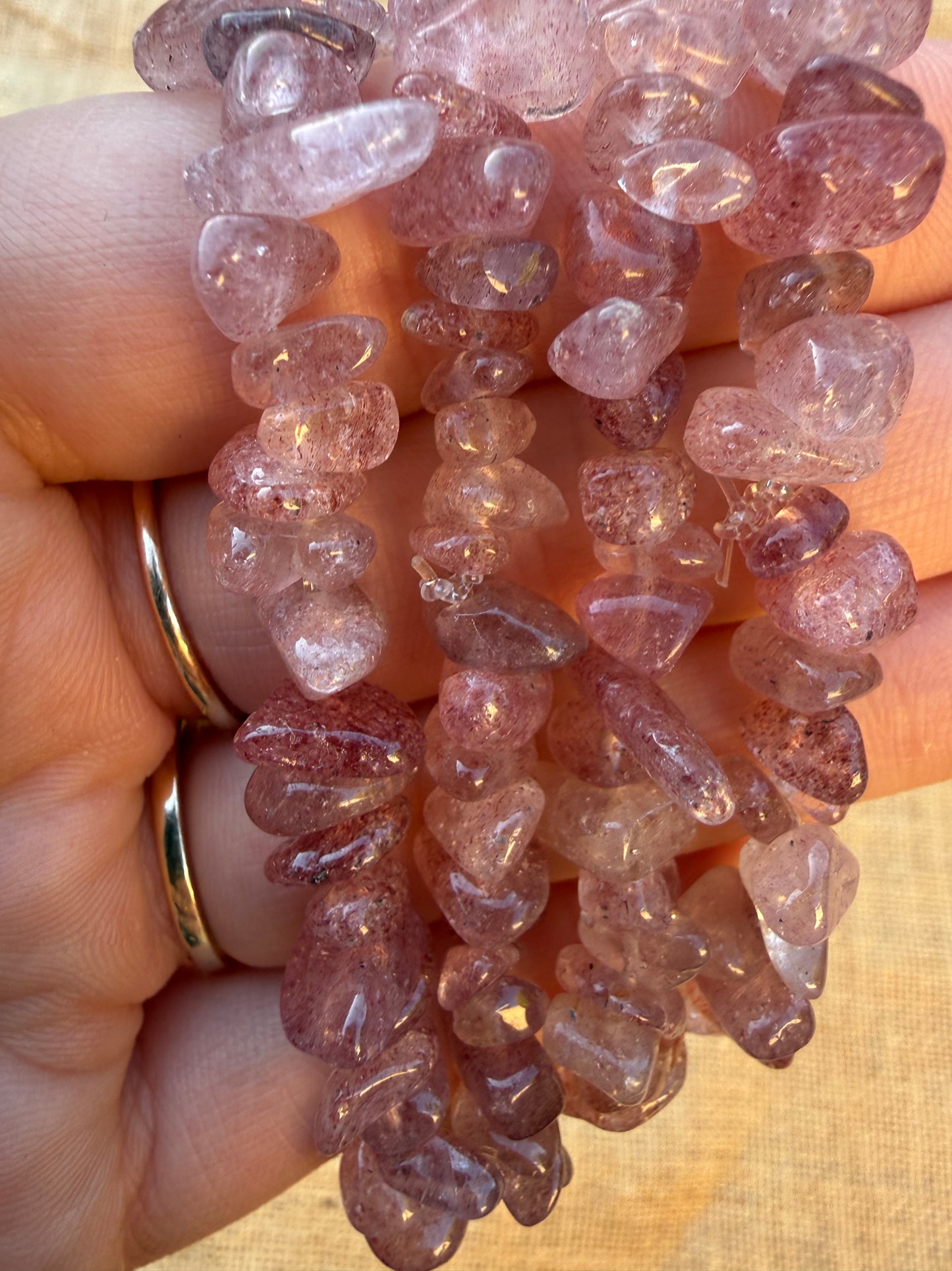 Strawberry Quartz Chip Bracelet