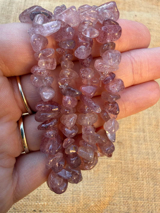 Strawberry Quartz Chip Bracelet