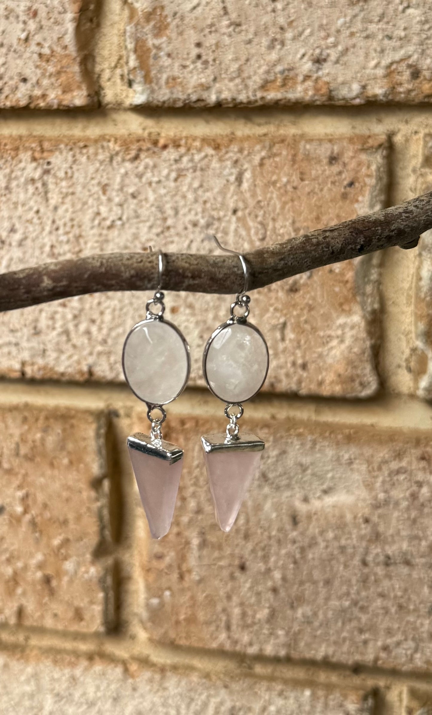 Clear Quartz & Rose Quartz - Double Gem Dangles