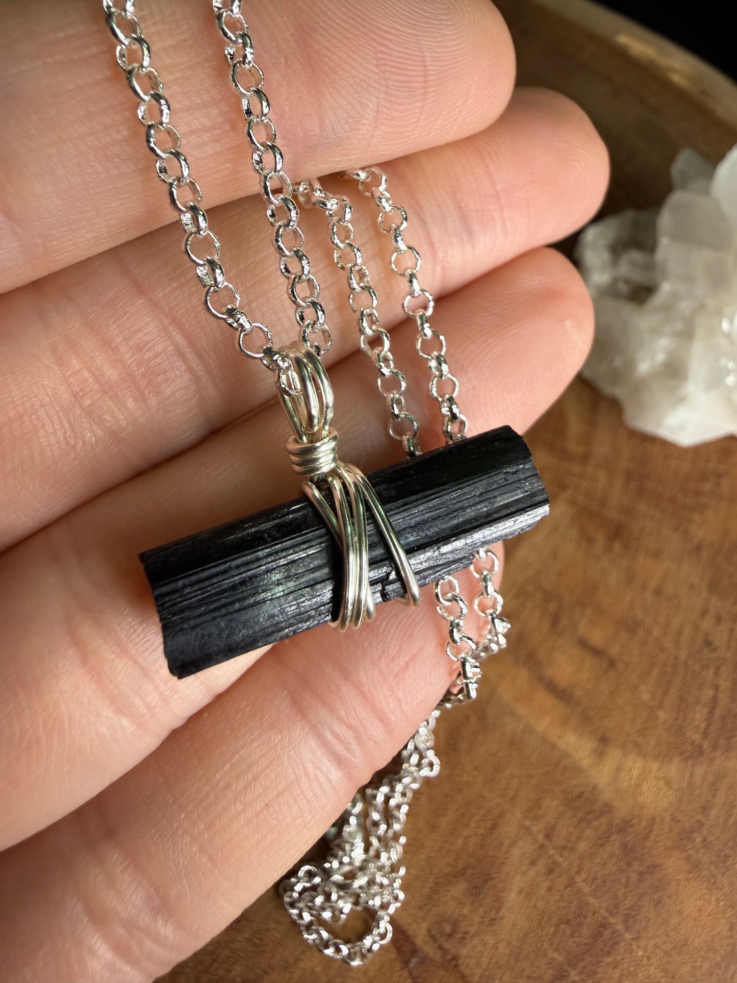Black Tourmaline Rod - Silver