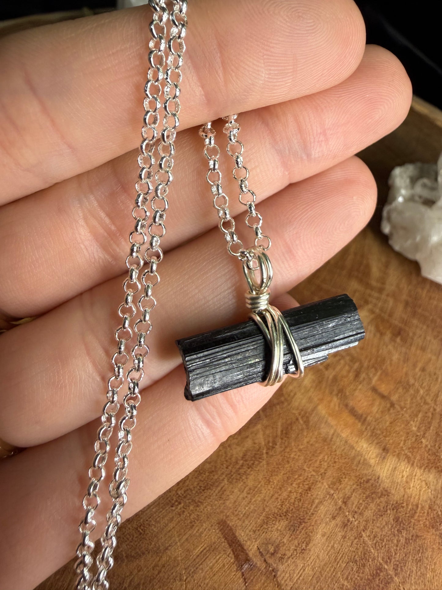 Black Tourmaline Rod - Silver