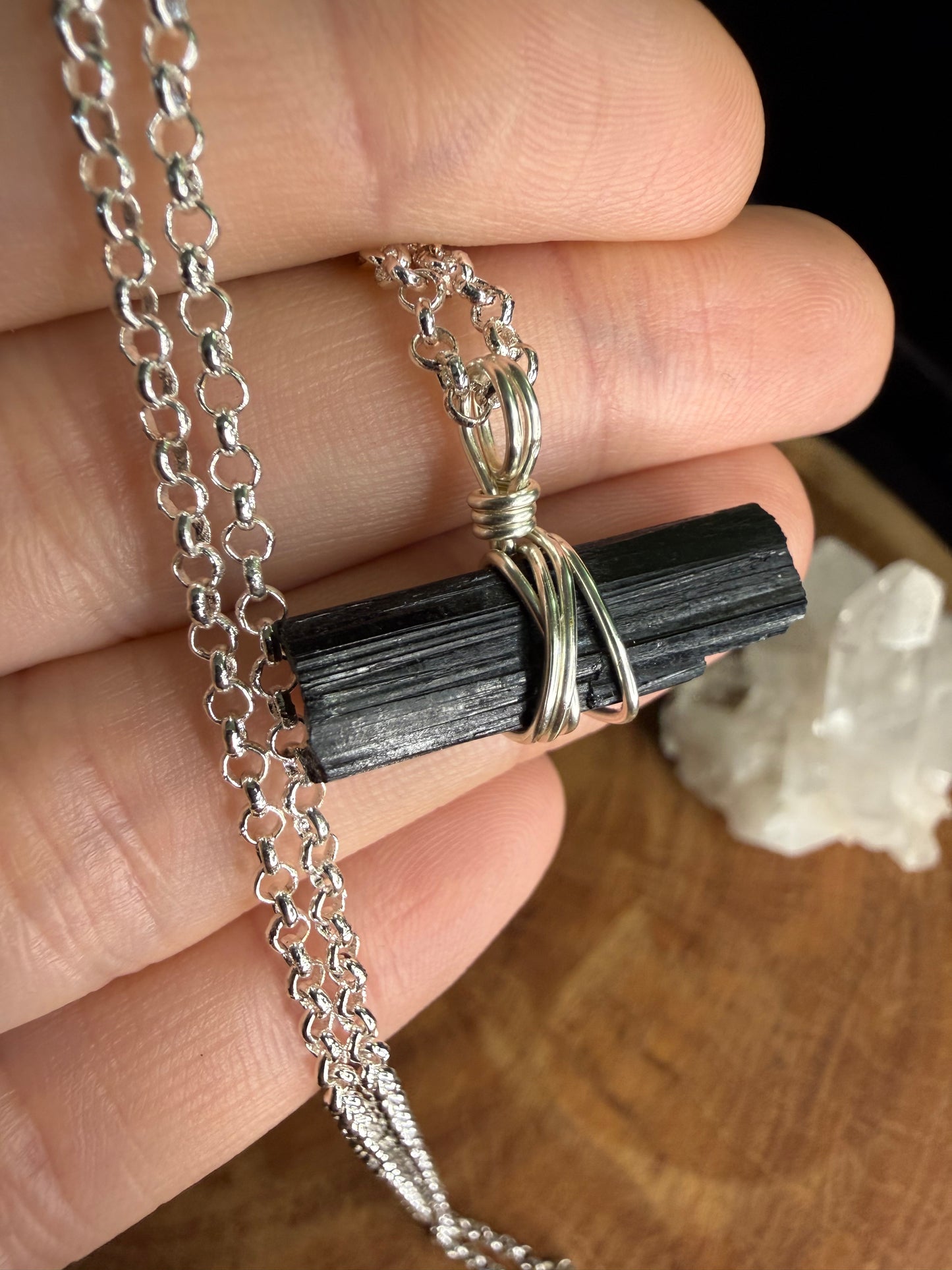 Black Tourmaline Rod - Silver