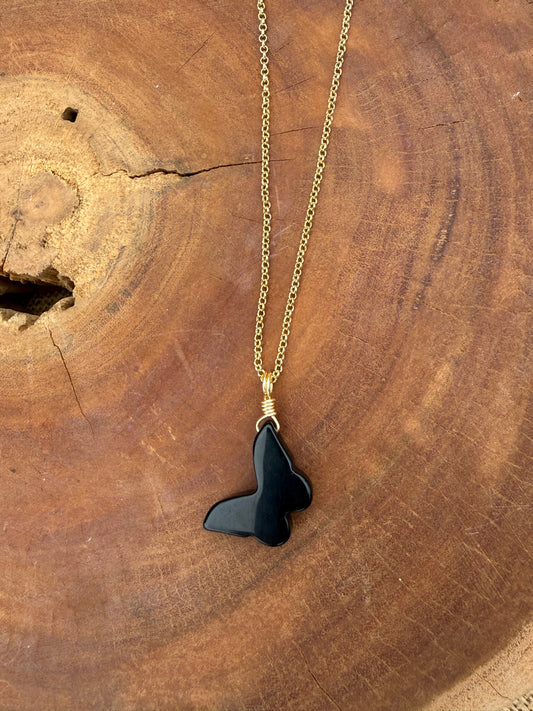 Obsidian Butterfly - Gold