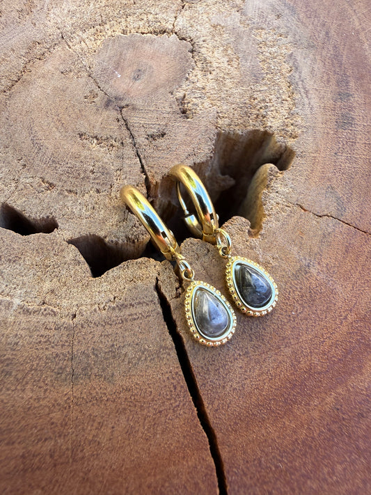 Larvikite Huggies - Gold