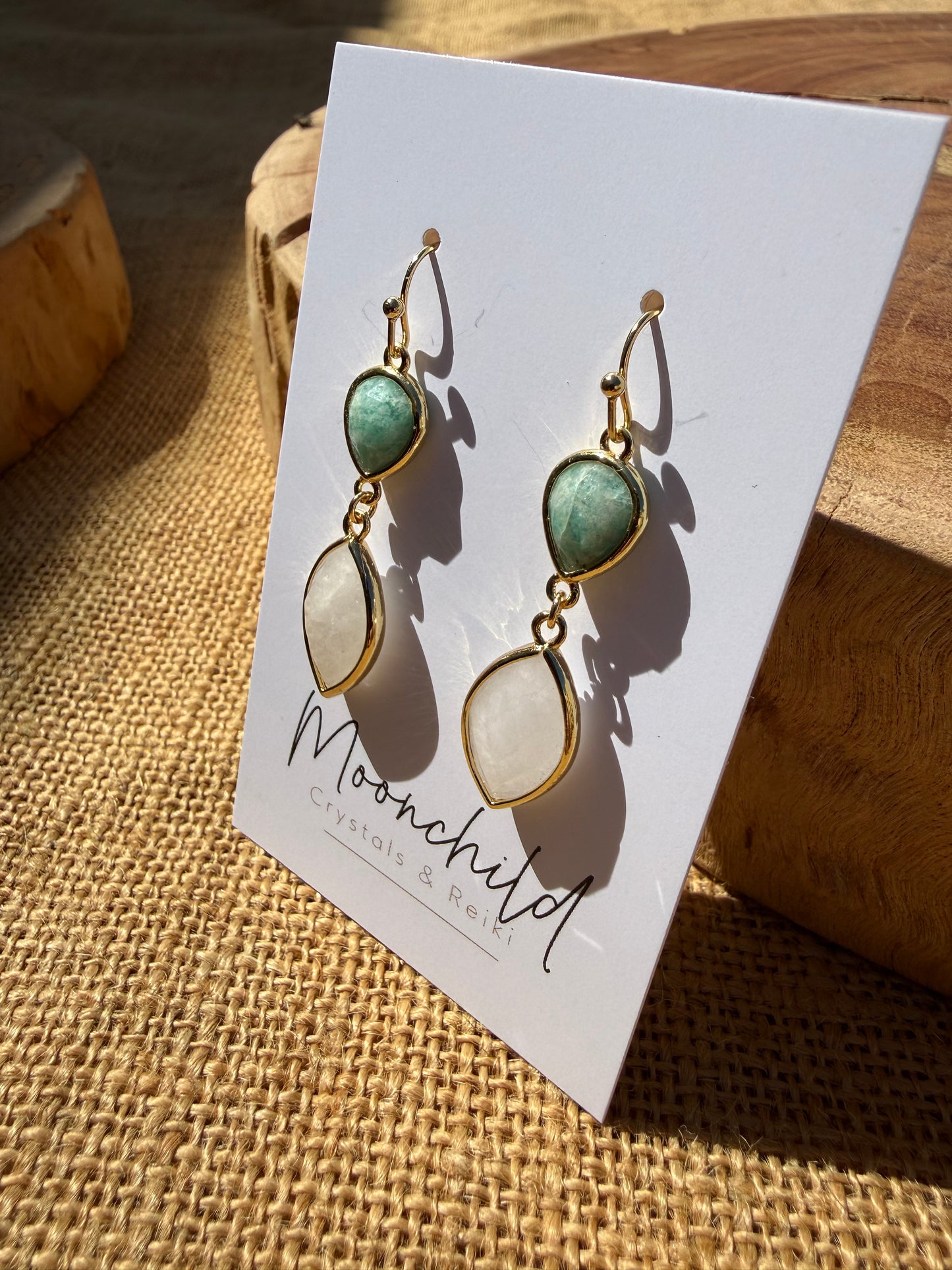 Amazonite & Clear Quartz - Gold