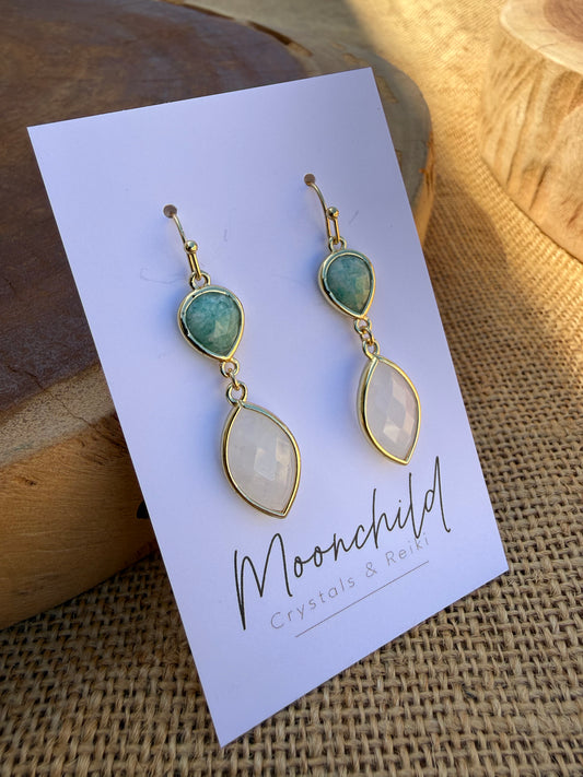 Amazonite & Clear Quartz - Gold