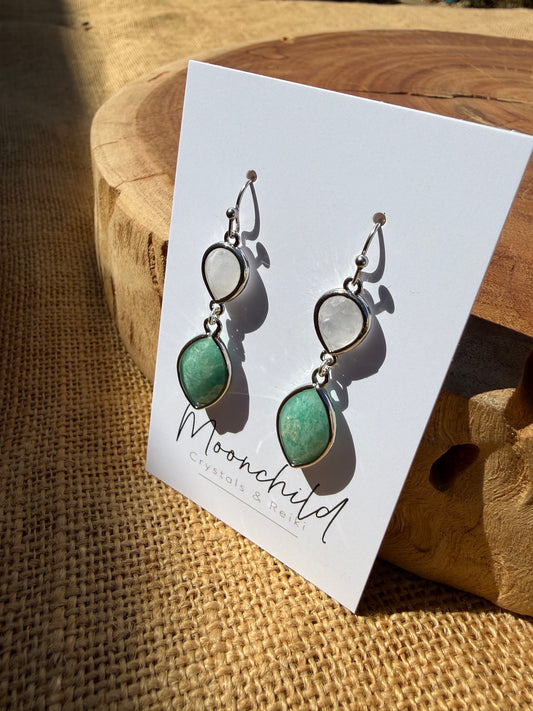 Amazonite & Clear Quartz - Silver